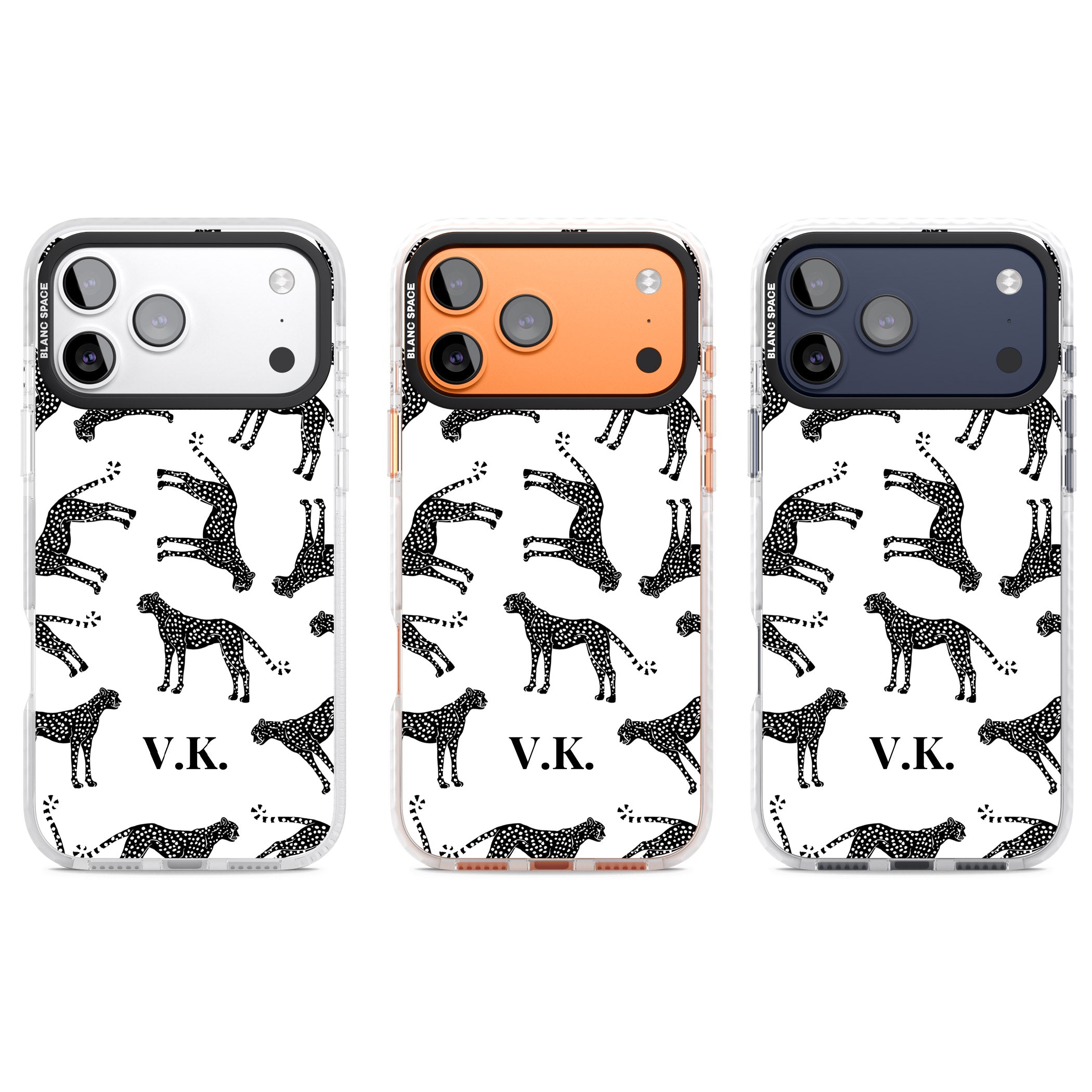 Personalised Black & White Cheetah Pattern iPhone 17 Pro Impact Clear Phone Case APT Impact Protection