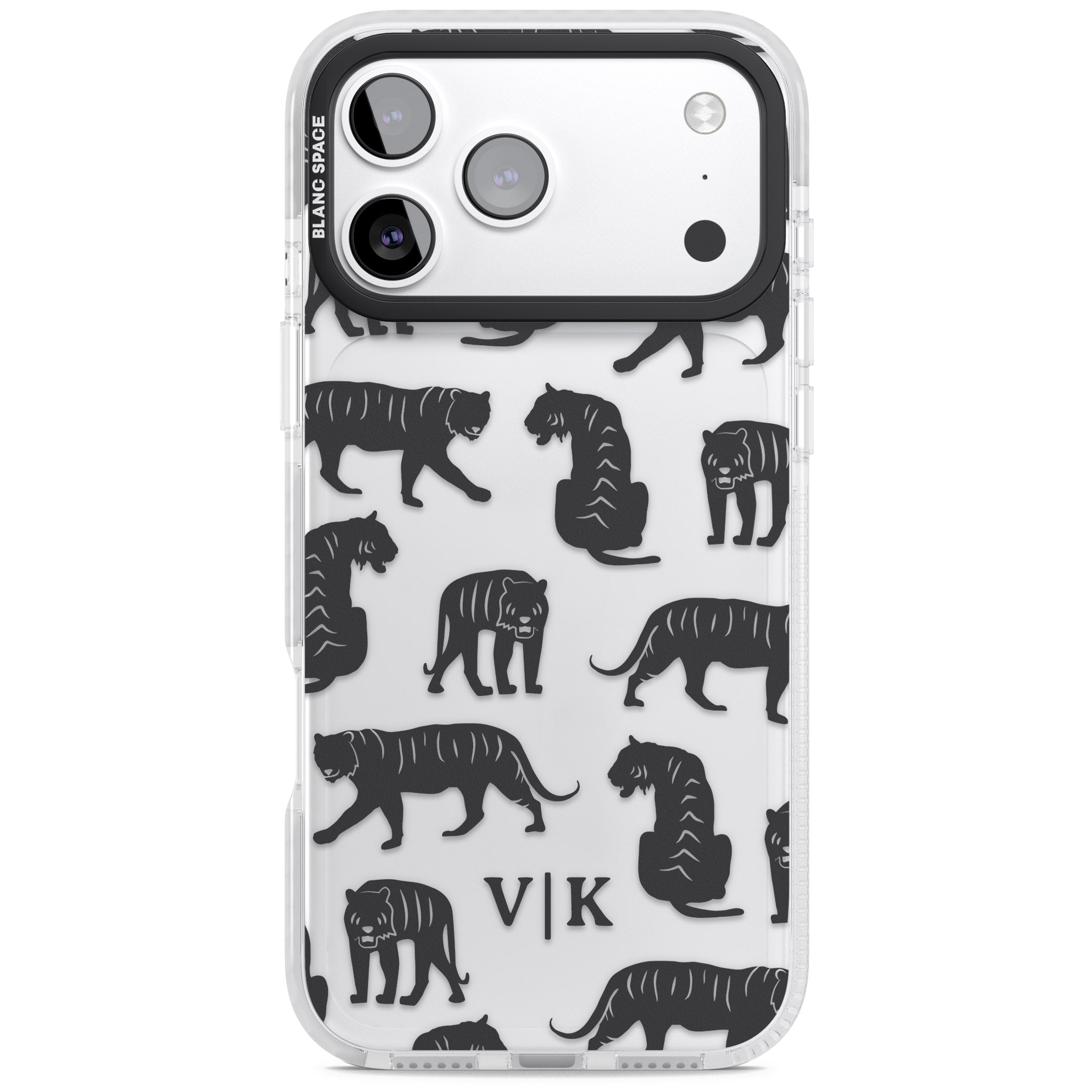 Personalised Tiger Silhouettes iPhone 17 Pro Impact Clear Phone Case