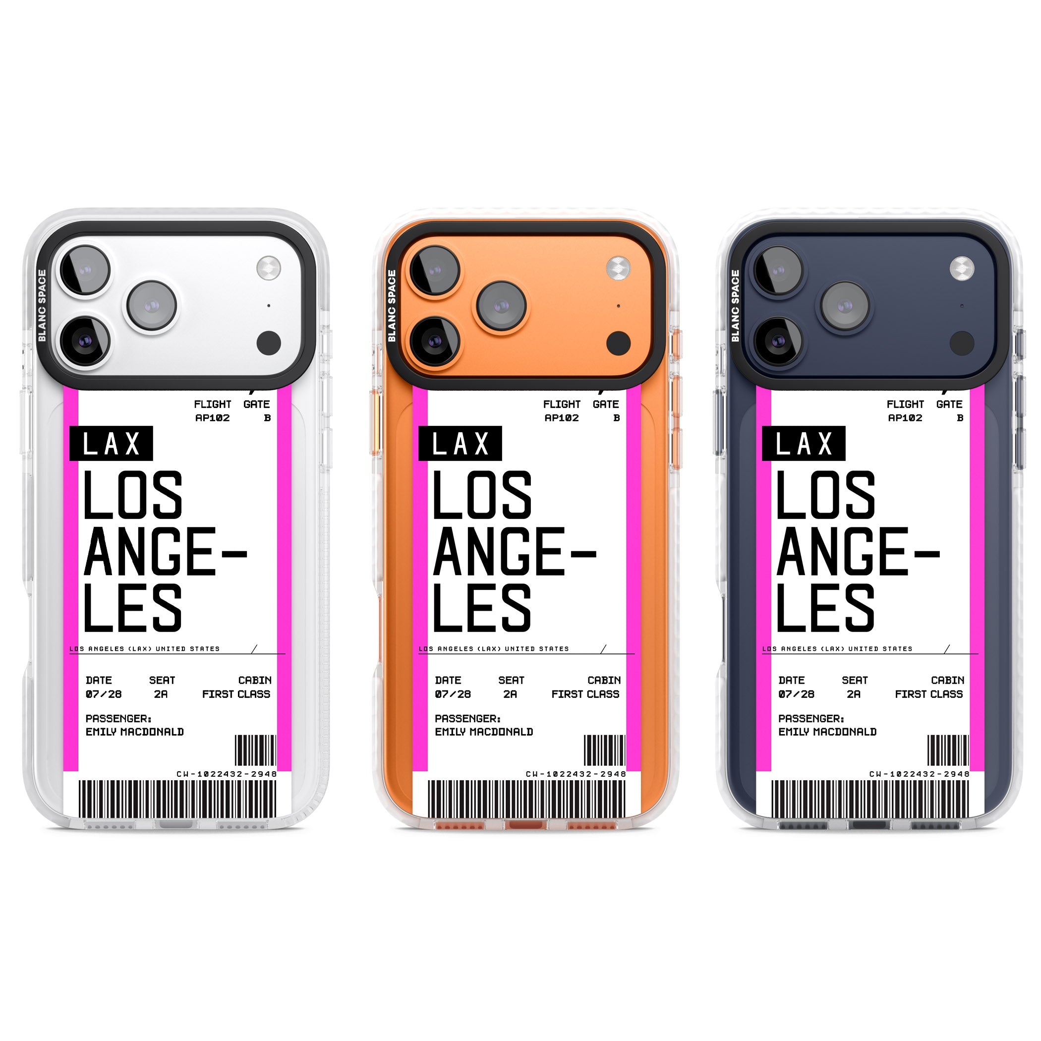 Personalised Los Angeles Boarding Pass iPhone 17 Pro Impact Clear Phone Case APT Impact Protection