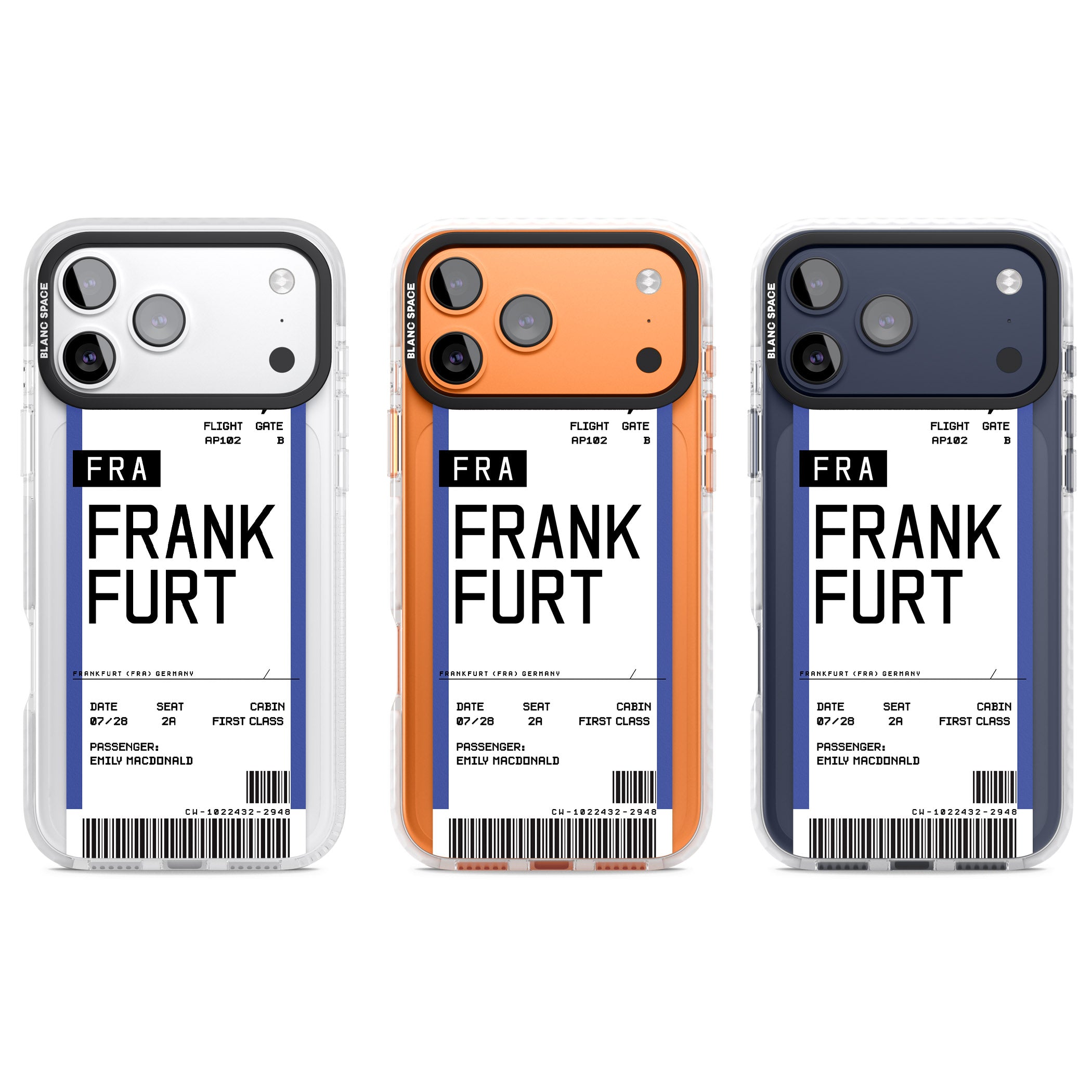 Personalised Frankfurt Boarding Pass iPhone 17 Pro Impact Clear Phone Case APT Impact Protection