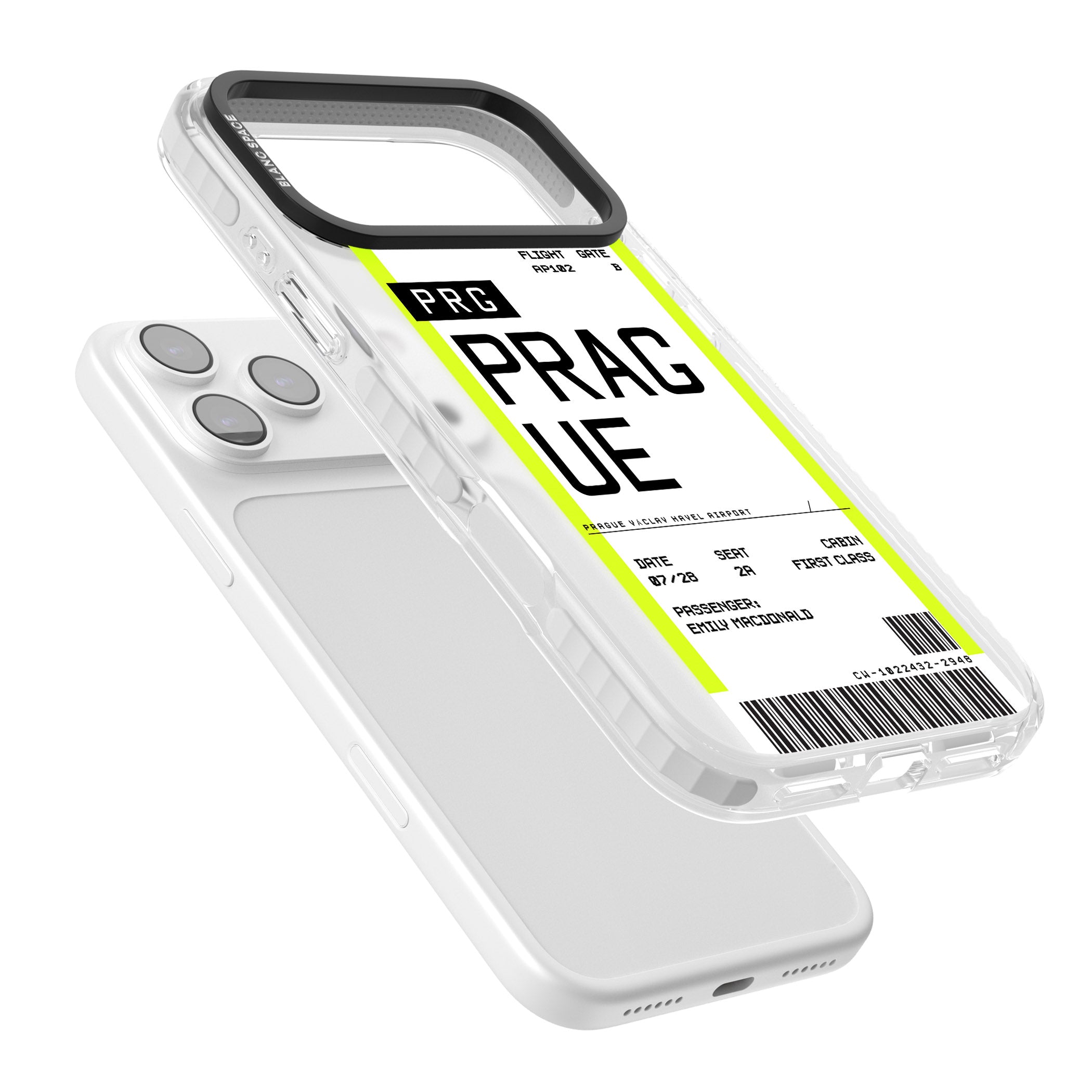 Personalised Prague Boarding Pass iPhone 17 Pro Impact Clear Phone Case Colours