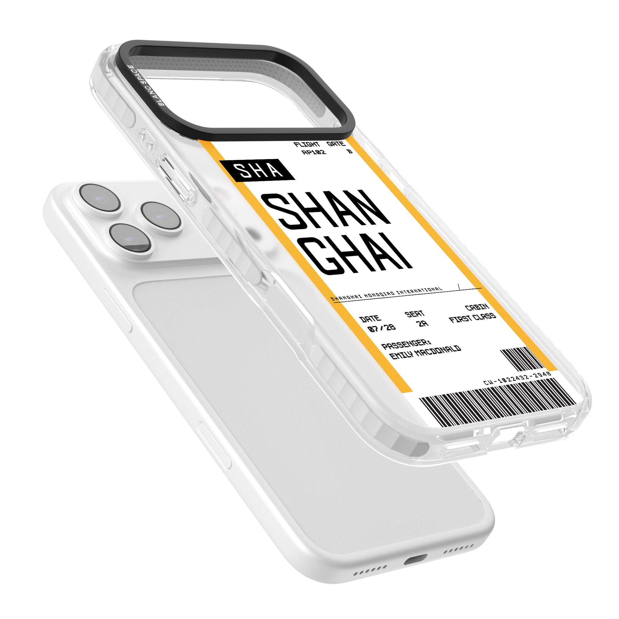 Personalised Shanghai Boarding Pass iPhone 17 Pro Impact Clear Phone Case Colours