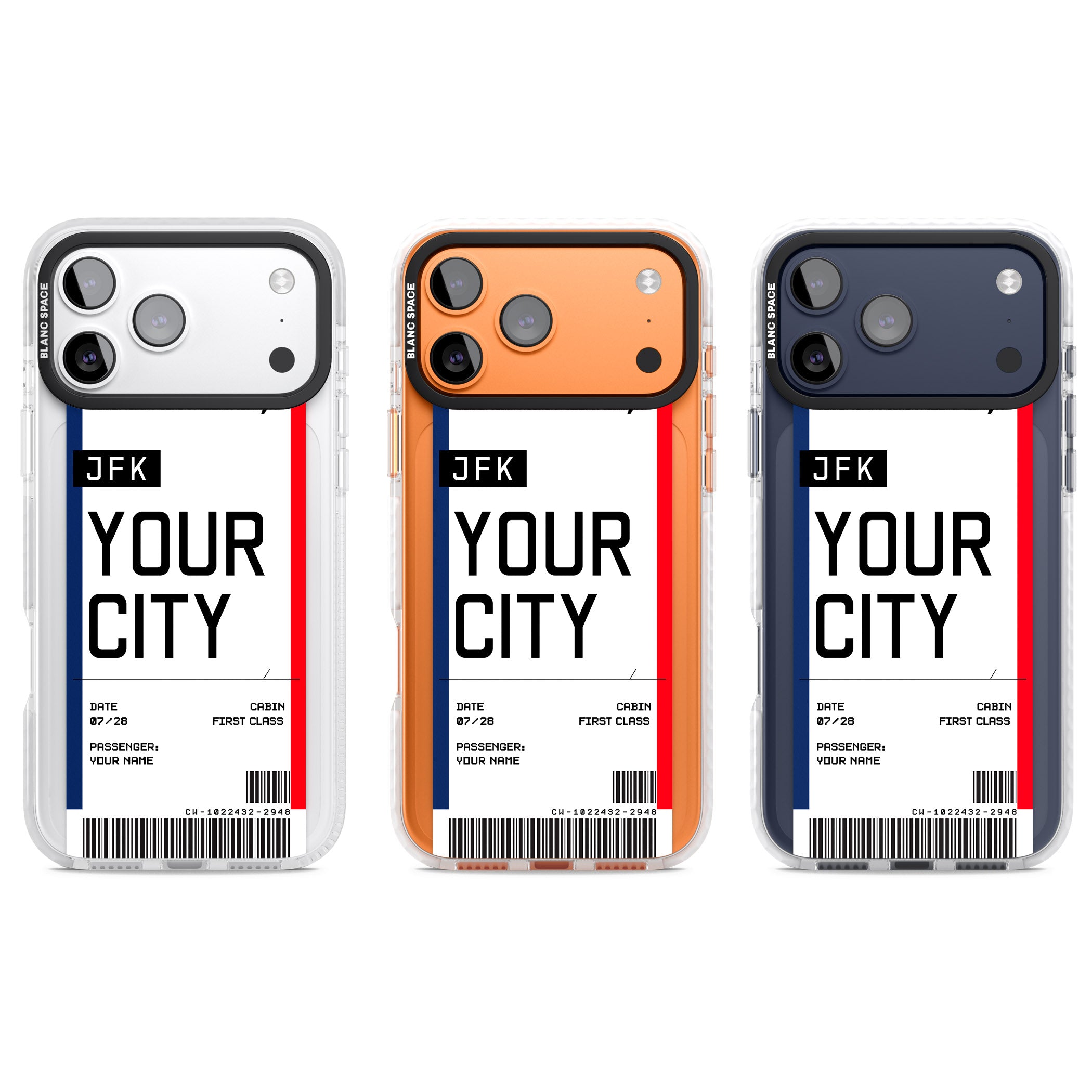 Personalised Create Your Own Boarding Pass Ticket iPhone 17 Pro Impact Clear Phone Case APT Impact Protection