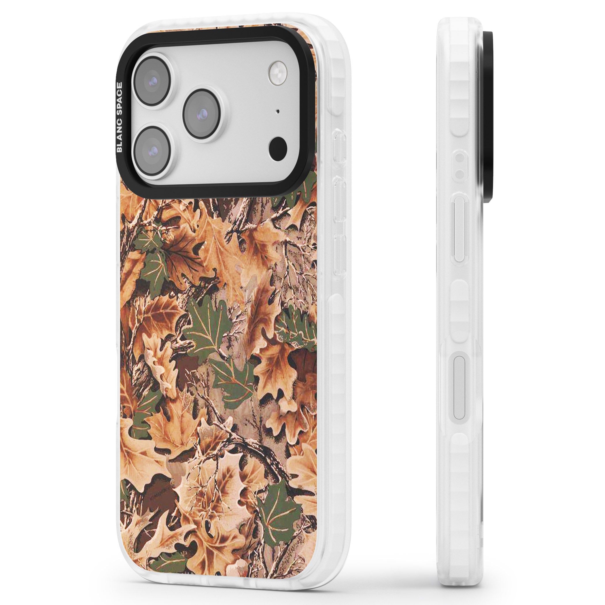 Leaves Camo iPhone 17 Pro Max Impact Clear Phone Case Side Profile