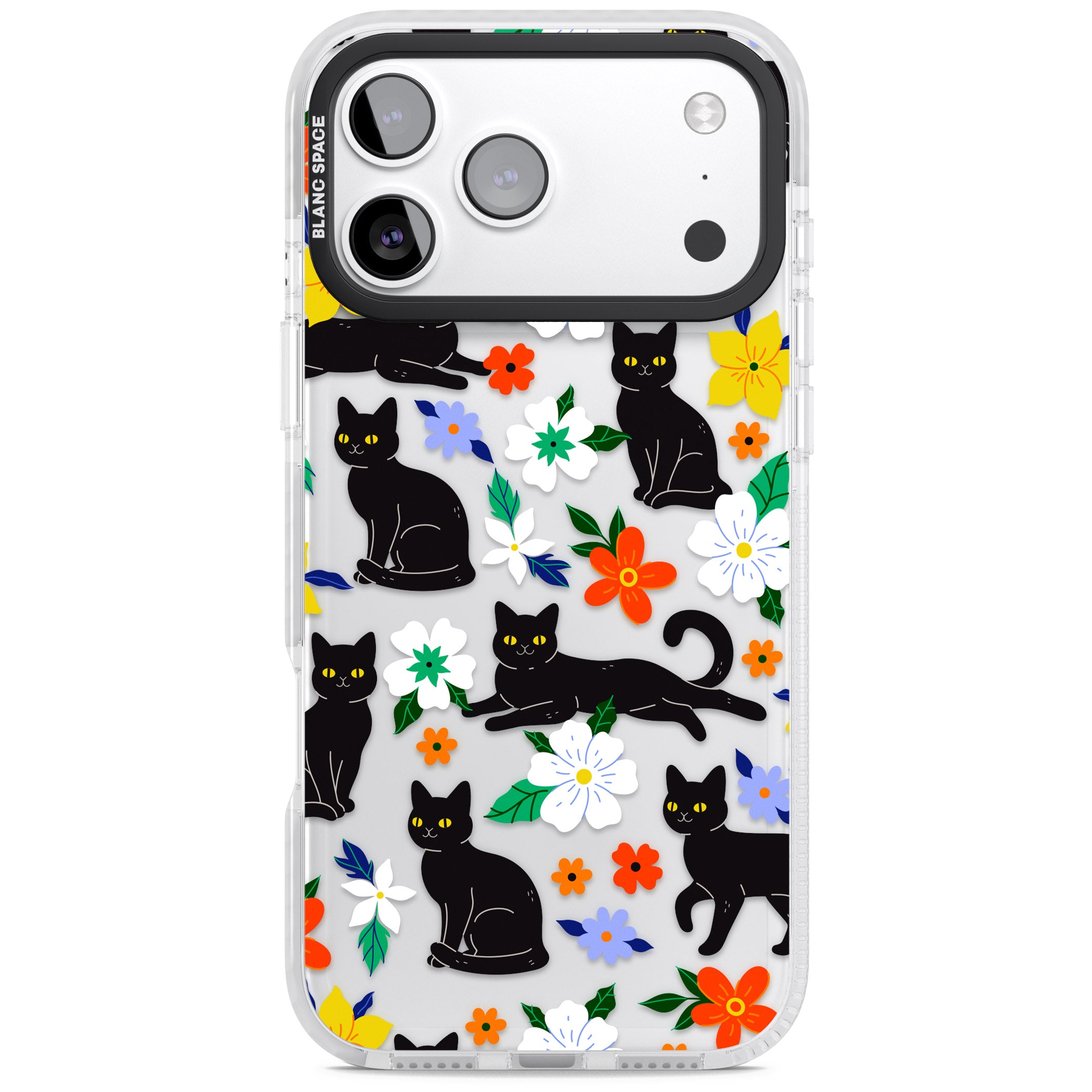 Cats Flowers iPhone 17 Pro Max Impact Clear Phone Case