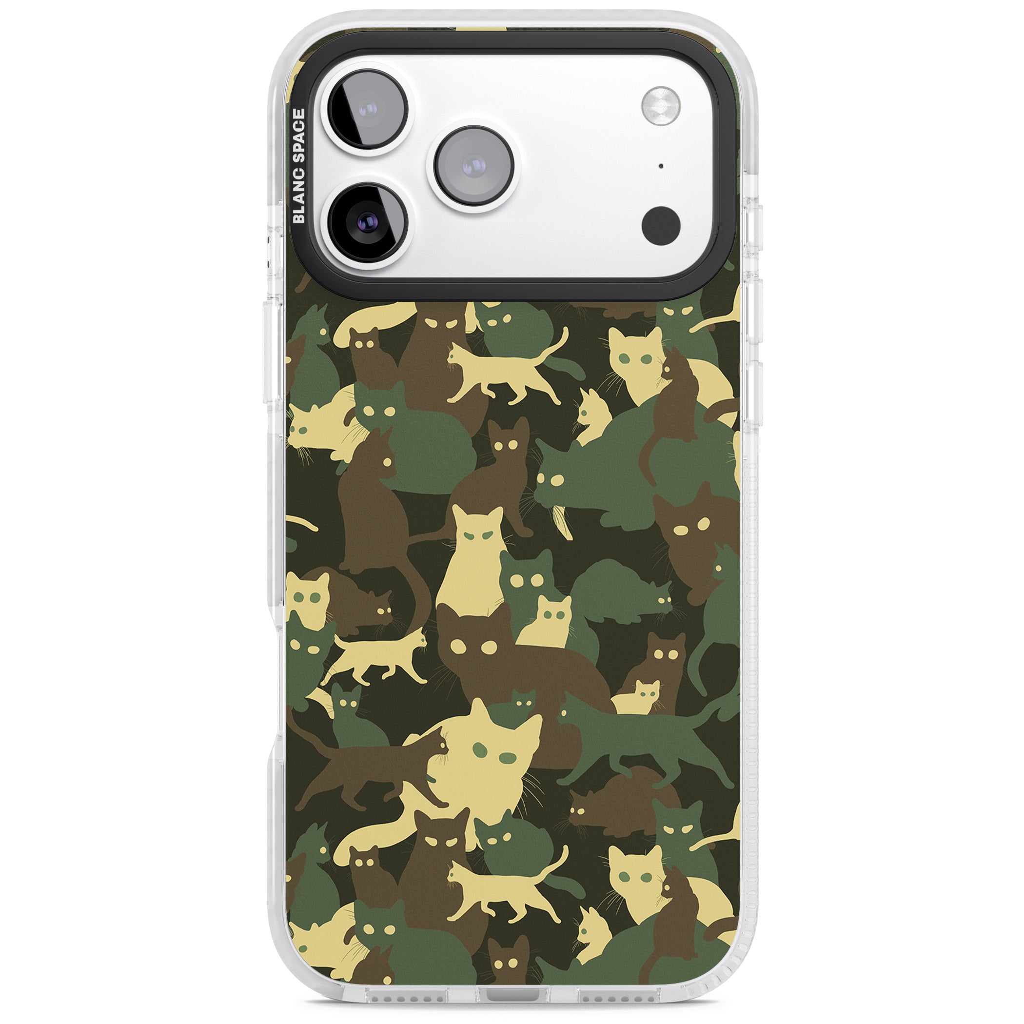 Forest Cat Camo iPhone 17 Pro Impact Clear Phone Case