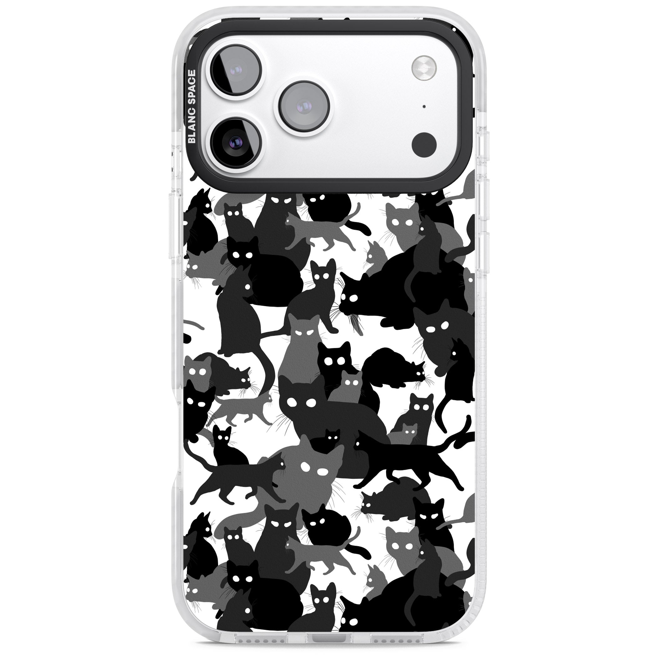 Black & White Cat Camouflage iPhone 17 Pro Impact Clear Phone Case