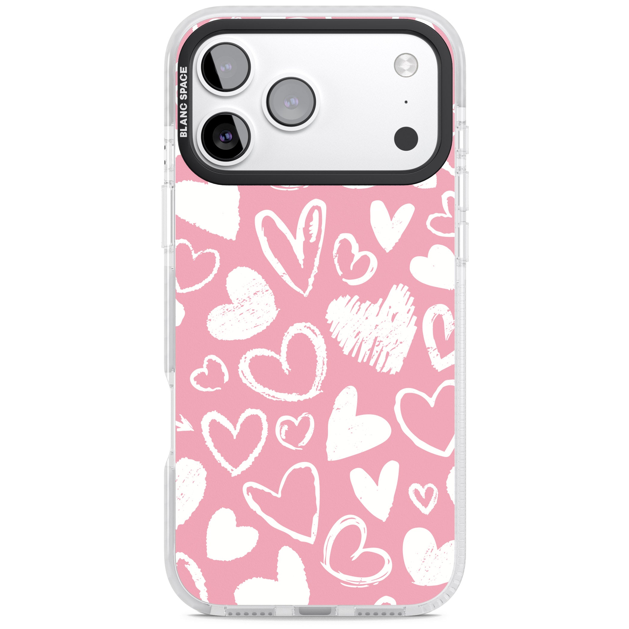 Chalk Hearts iPhone 17 Pro Impact Clear Phone Case