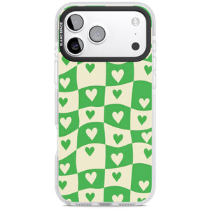 Green Wavy Checked Hearts
