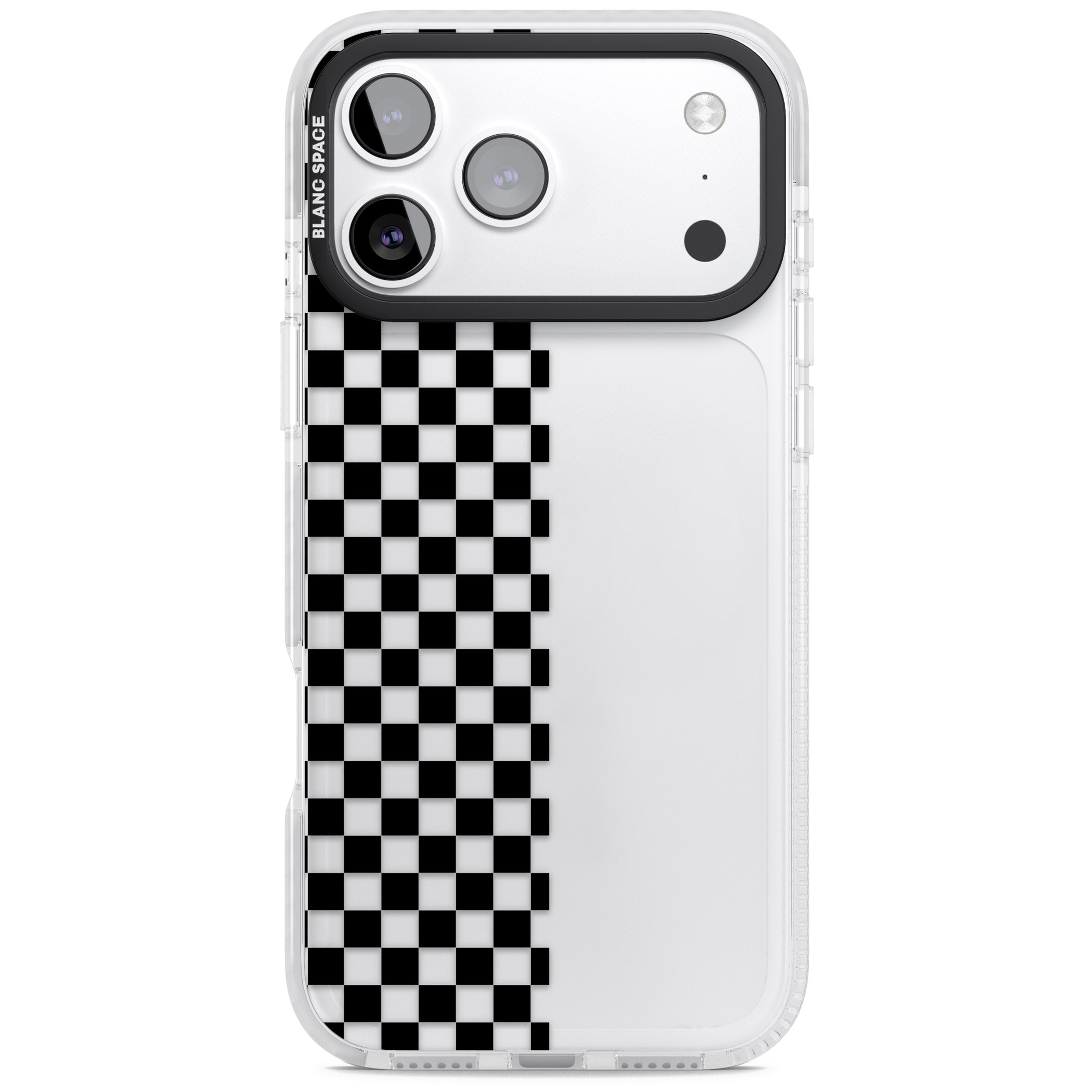 Checker: Half Black Check On Clear iPhone 17 Pro Impact Clear Phone Case