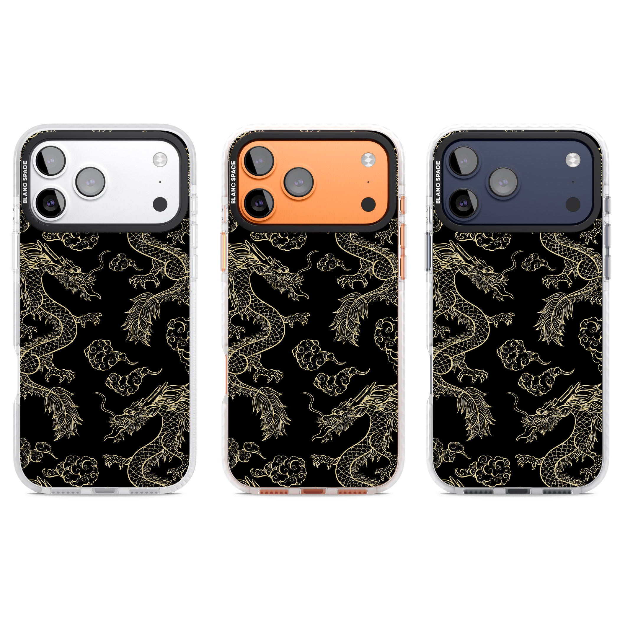 Black And Gold Dragon Pattern iPhone 17 Pro Impact Clear Phone Case APT Impact Protection