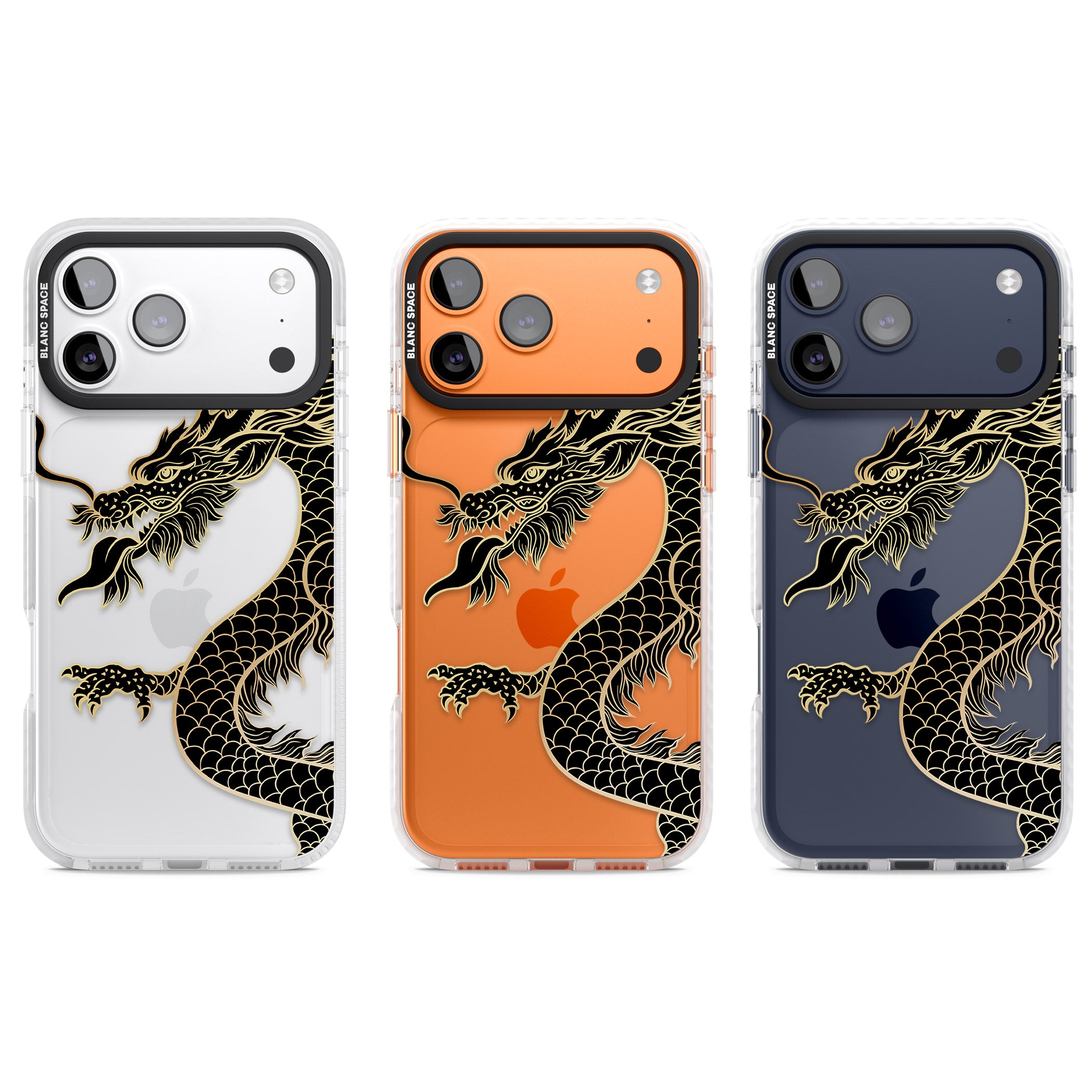 Large Black Dragon iPhone 17 Pro Impact Clear Phone Case APT Impact Protection