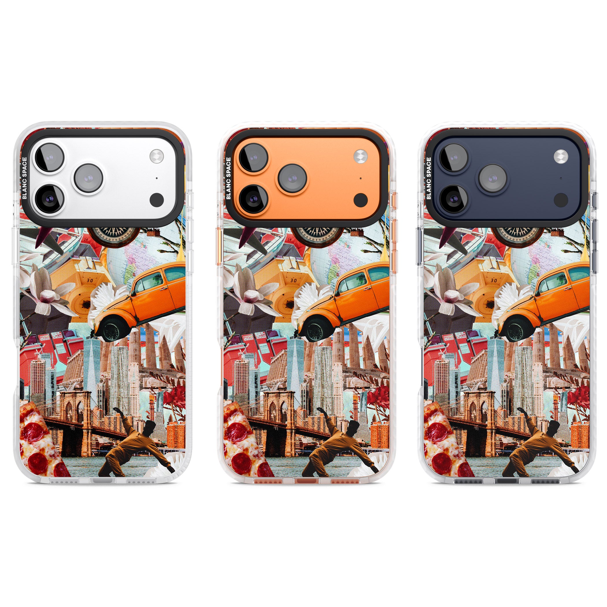 Bold New York Collage iPhone 17 Pro Impact Clear Phone Case APT Impact Protection