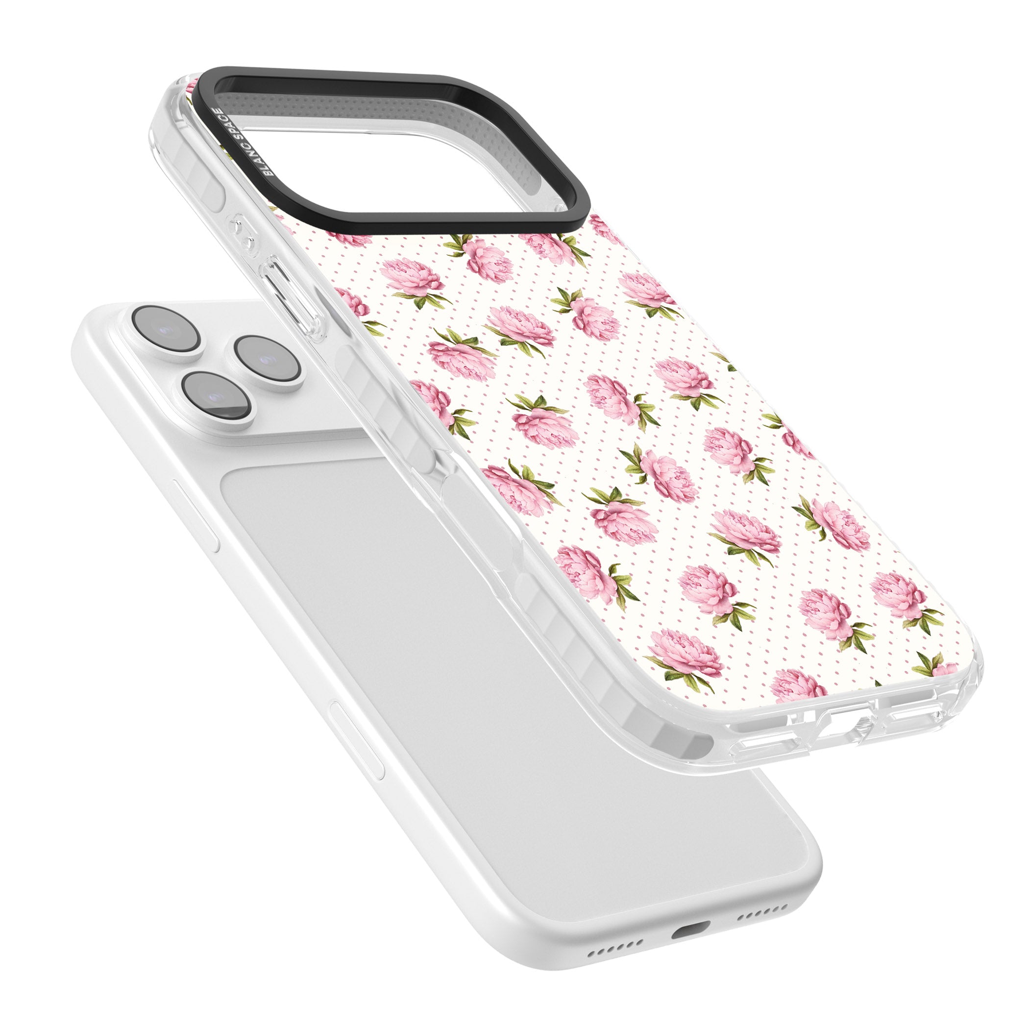 Soft Peonies iPhone 17 Pro Max Impact Clear Phone Case Colours