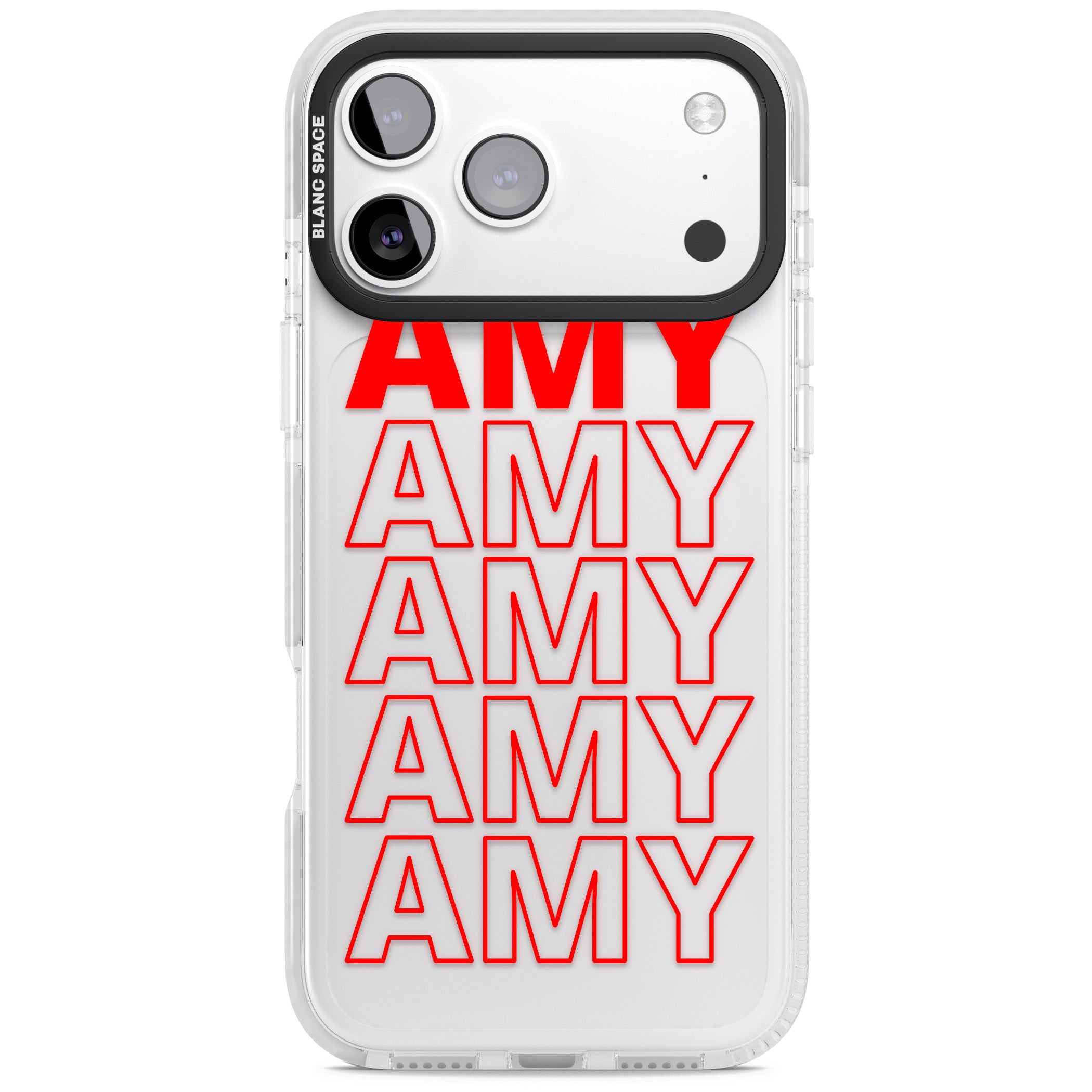 Personalised Bold Name Repeat iPhone 17 Pro Max Impact Clear Phone Case