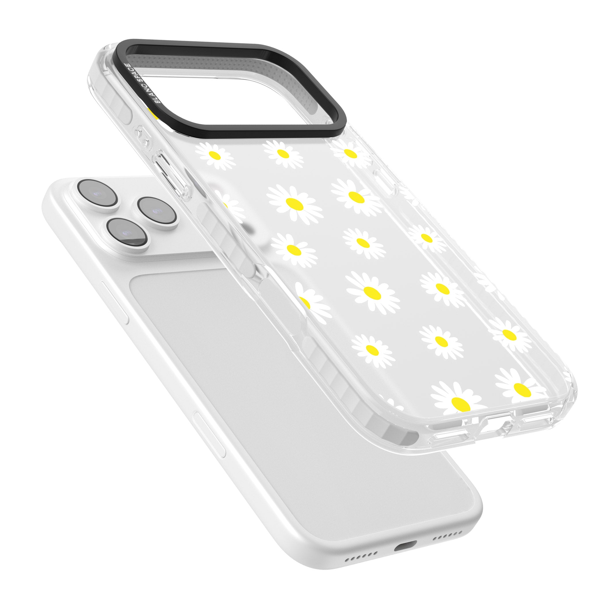 Personalised White Daisy Pattern iPhone 17 Pro Impact Clear Phone Case Colours