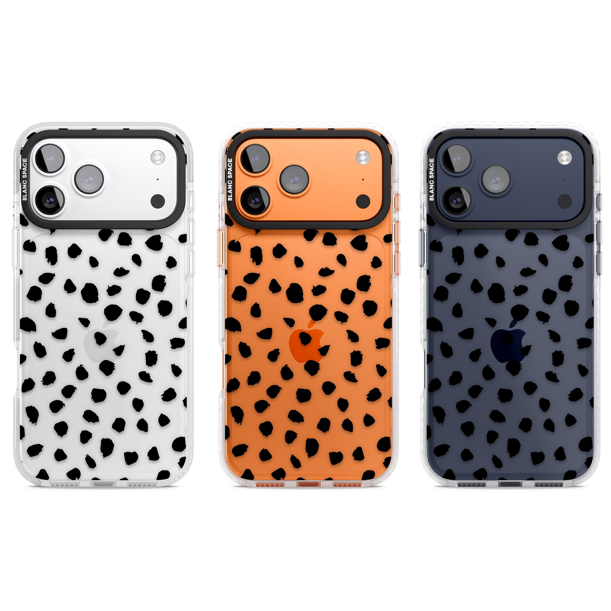 Black Dalmatian Polka Dot iPhone 17 Pro Impact Clear Phone Case APT Impact Protection
