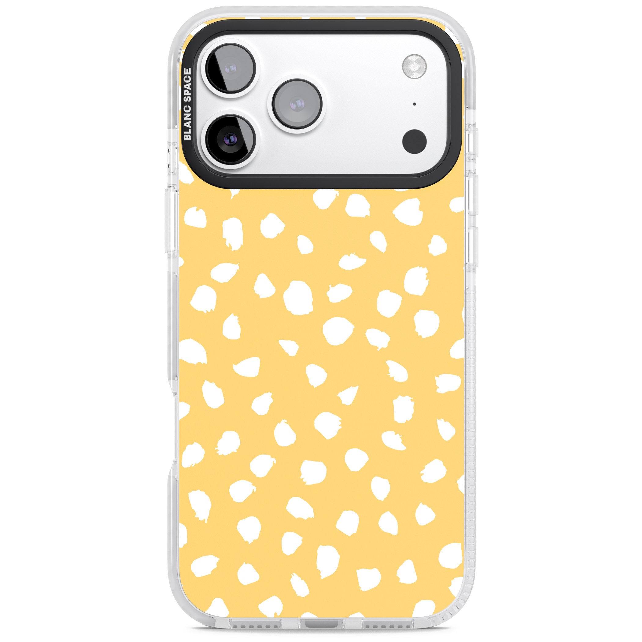 Yellow Dalmatian Dots iPhone 17 Pro Impact Clear Phone Case
