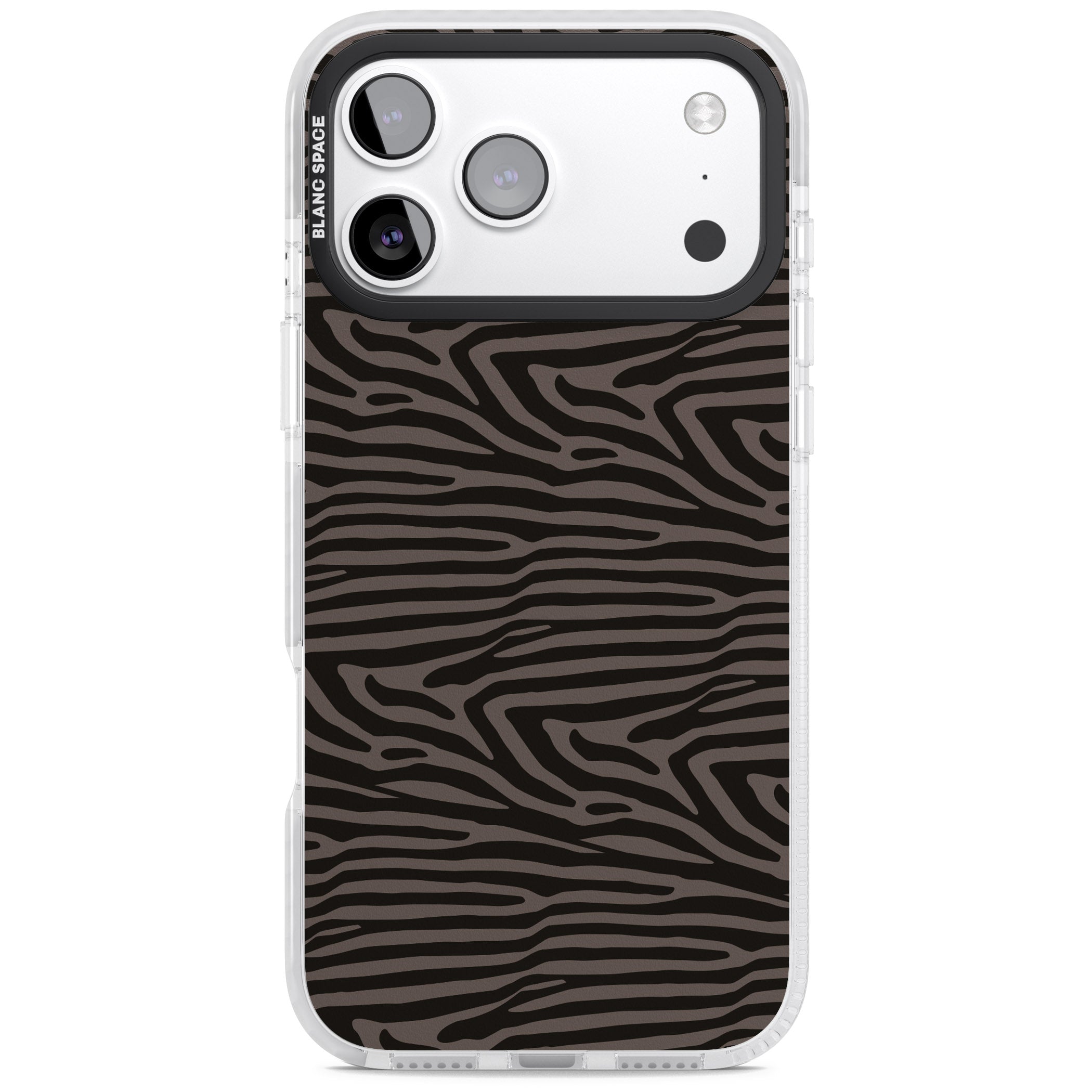 Dark Zebra Print iPhone 17 Pro Impact Clear Phone Case