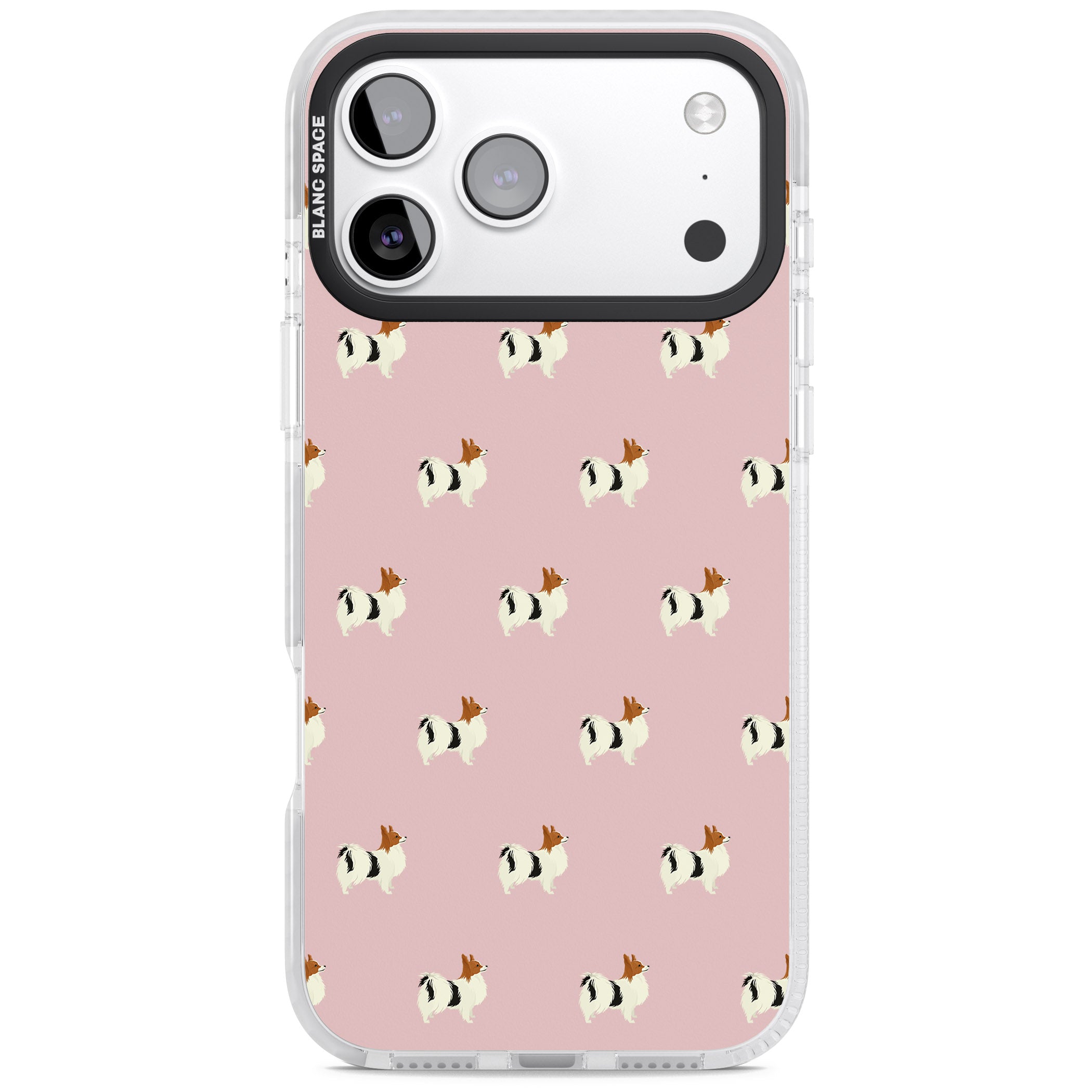 Papillon Dog Pattern iPhone 17 Pro Impact Clear Phone Case