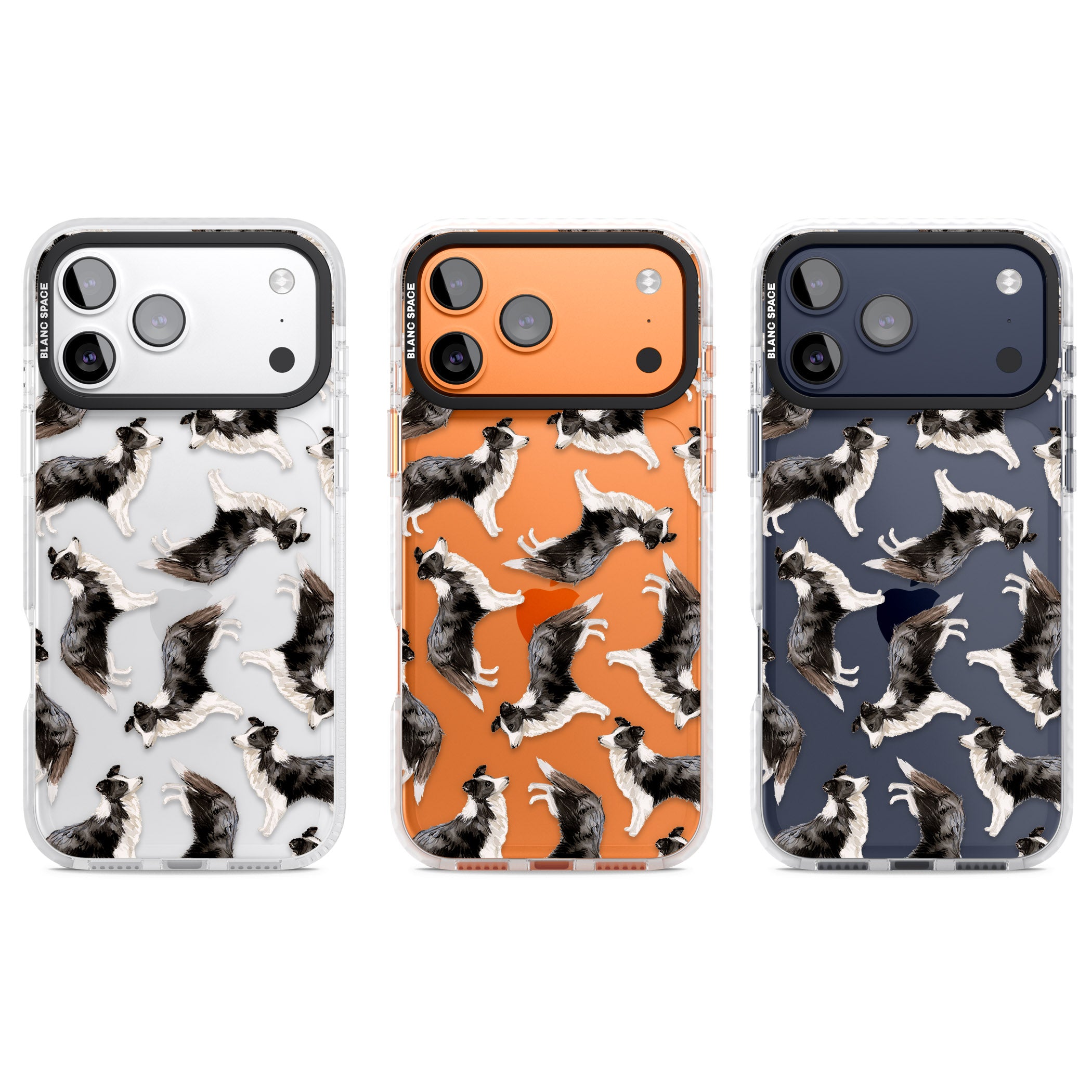 Border Collie Pattern Watercolour iPhone 17 Pro Impact Clear Phone Case APT Impact Protection