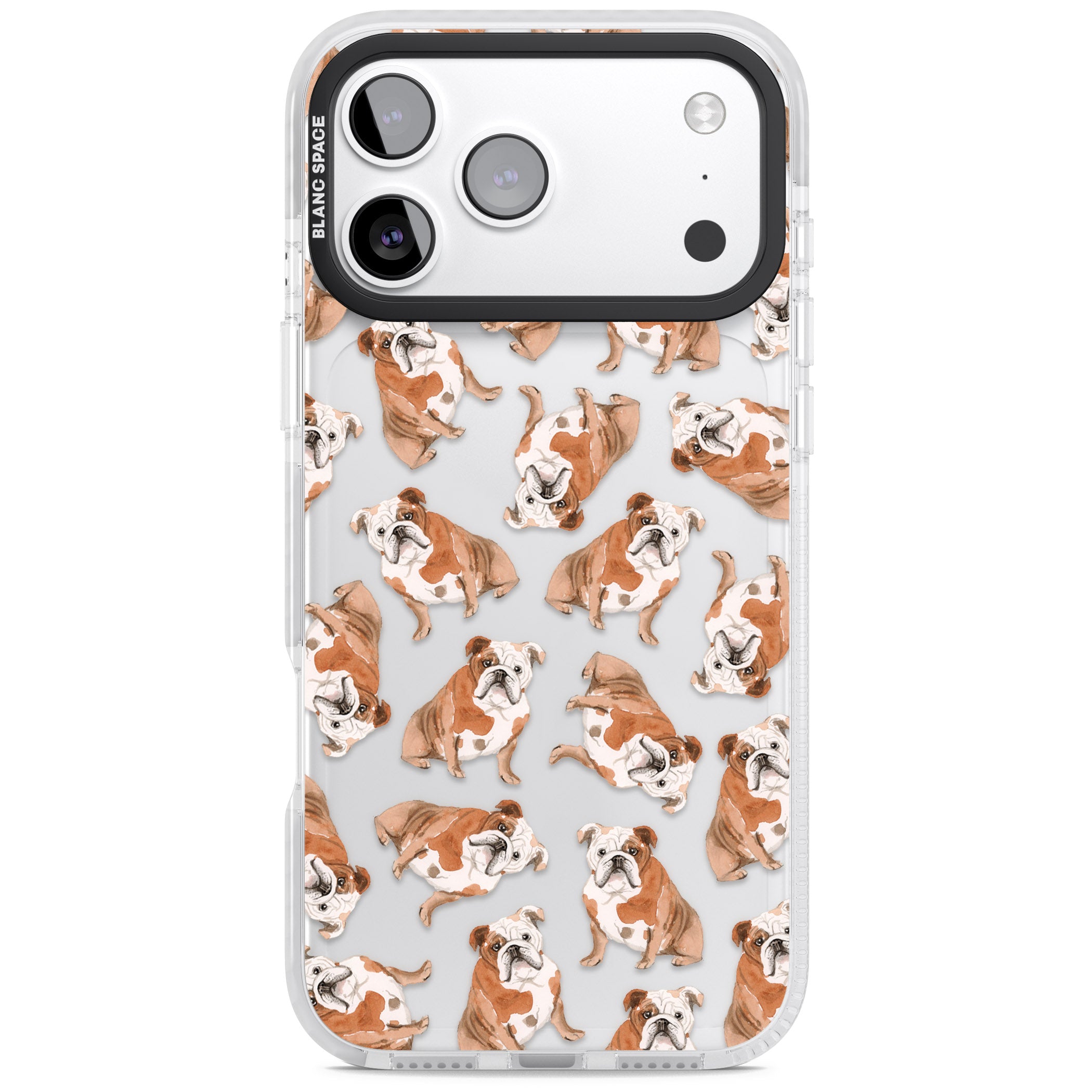English Bulldog Watercolour Dog Pattern iPhone 17 Pro Impact Clear Phone Case