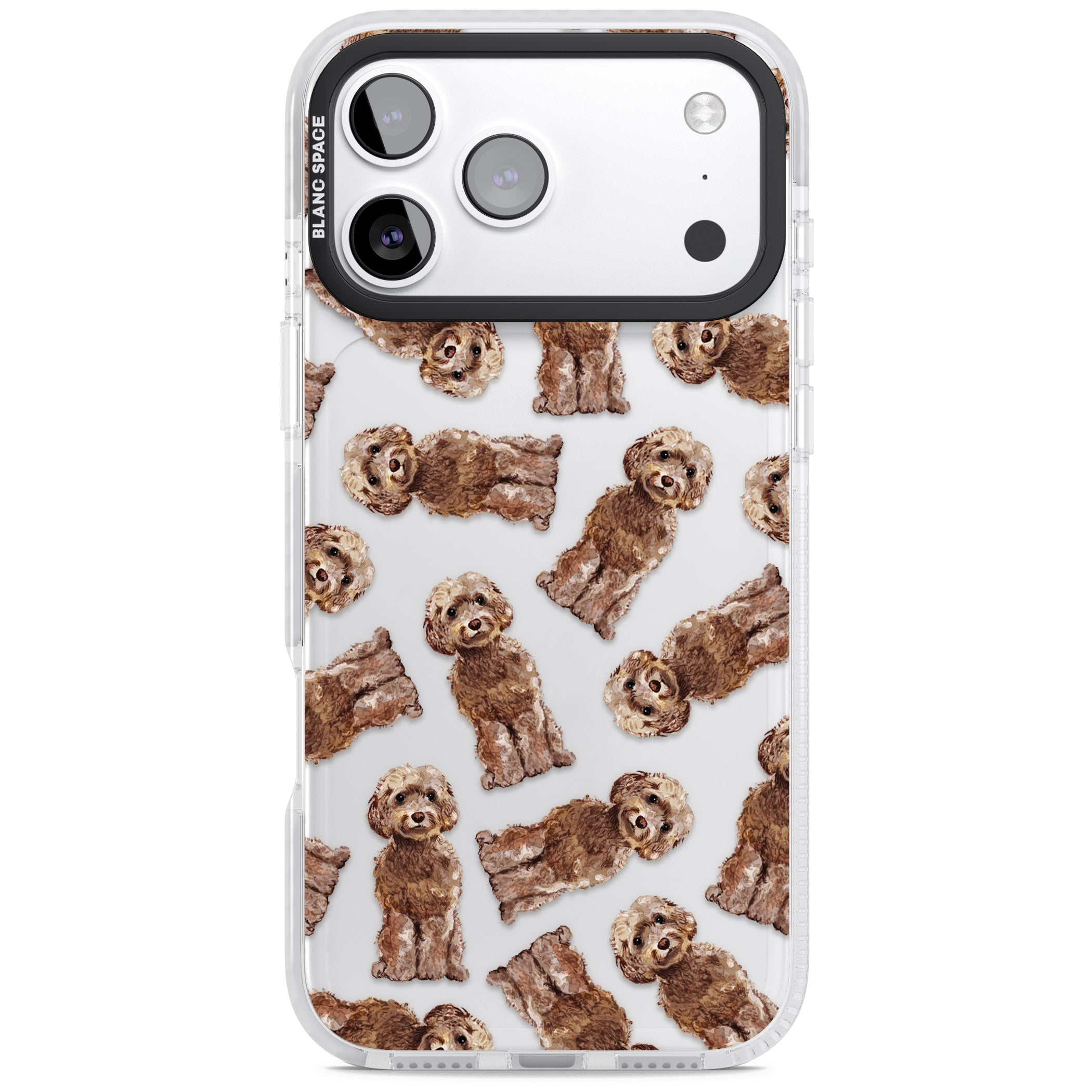 Brown Dog Pattern iPhone 17 Pro Impact Clear Phone Case