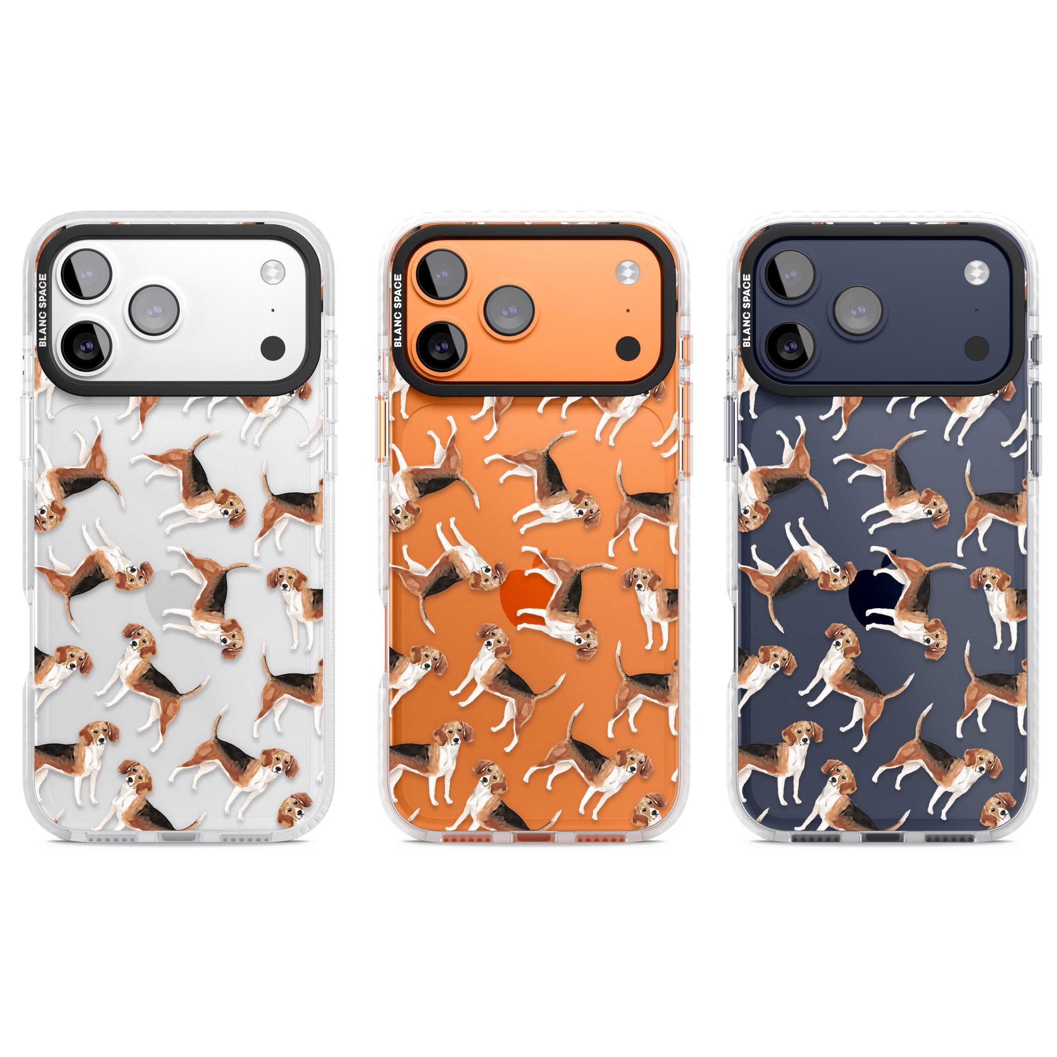 Beagle Watercolor Pattern iPhone 17 Pro Impact Clear Phone Case APT Impact Protection