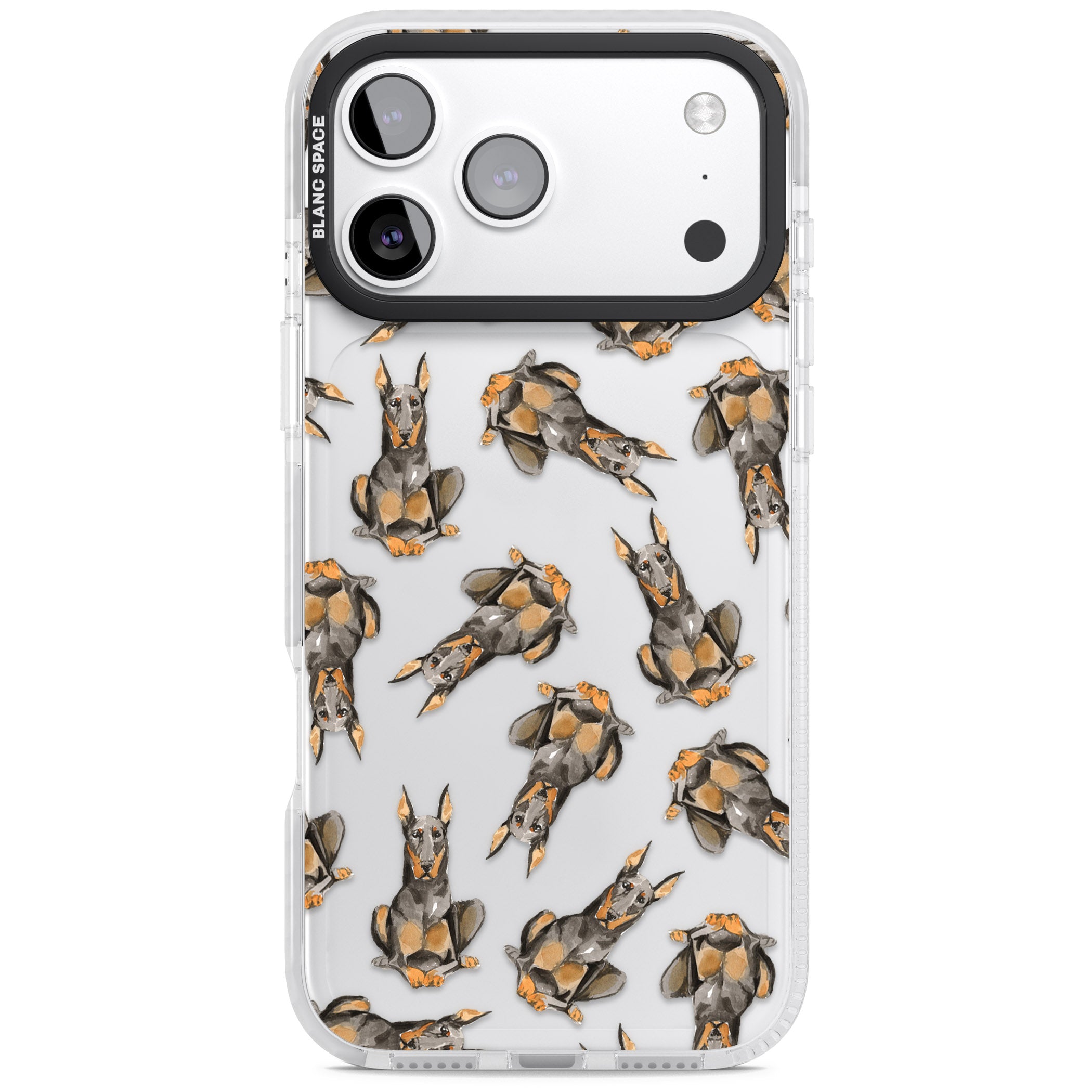 Doberman Watercolor Dog iPhone 17 Pro Impact Clear Phone Case