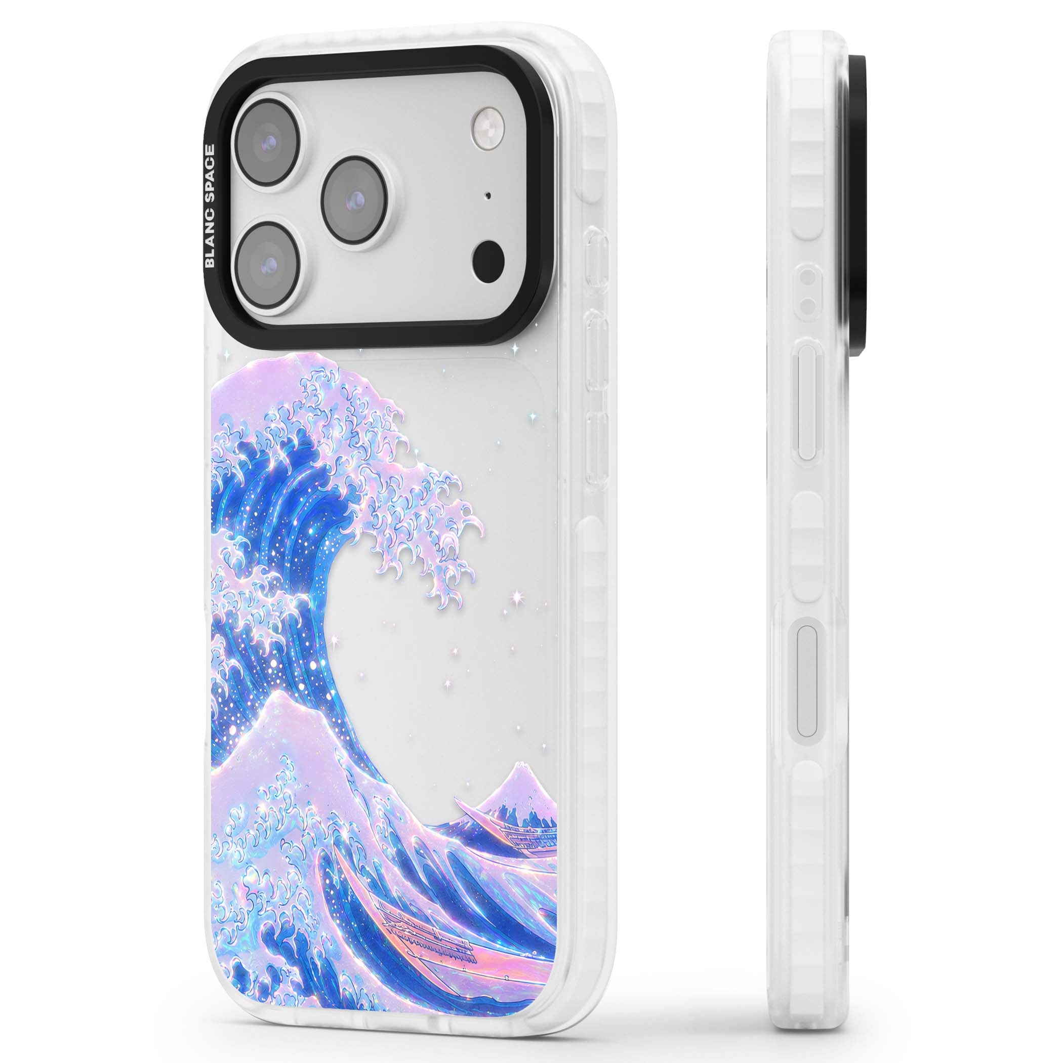 The Great Wave In Opal japanese iPhone case | Black Impact case for iPhone 17 Pro, iPhone 17 Pro Max