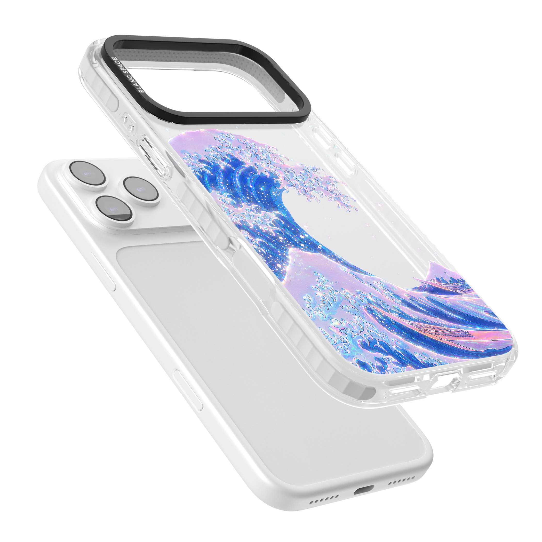 The Great Wave In Opal japanese iPhone case | Black Impact case for iPhone 17 Pro, iPhone 17 Pro Max