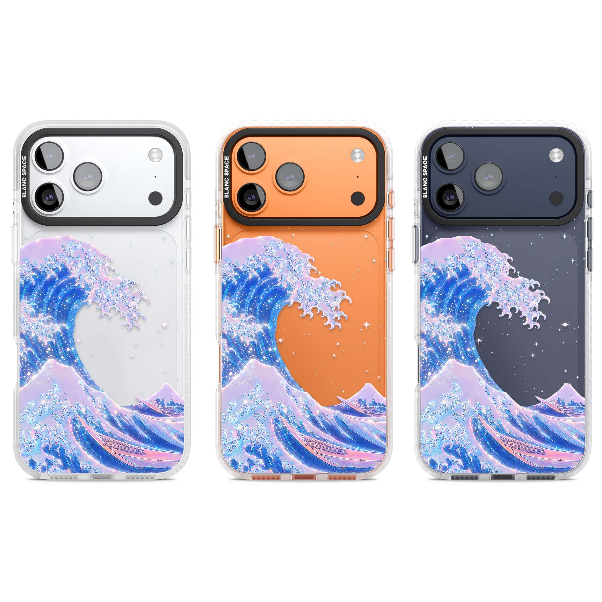 The Great Wave In Opal japanese iPhone case | Black Impact case for iPhone 17 Pro, iPhone 17 Pro Max