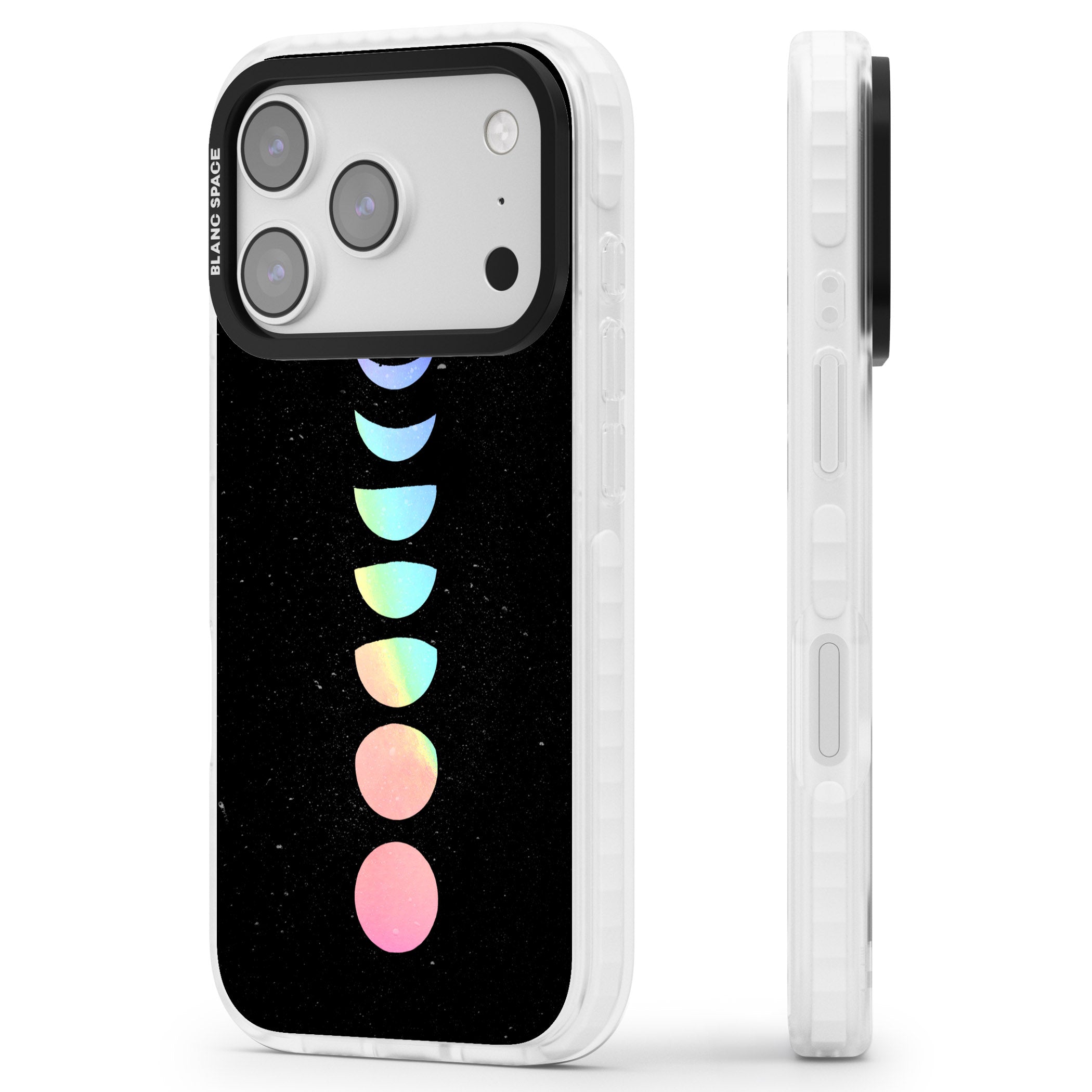 Pastel Moon Phases iPhone 17 Pro Impact Clear Phone Case Side Profile