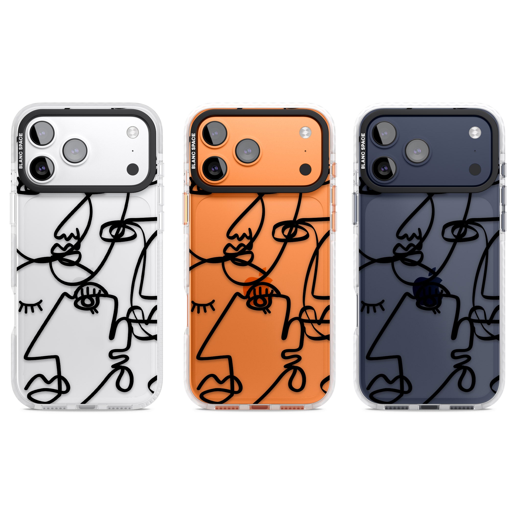 Abstract Line Art Black Clear iPhone 17 Pro Impact Clear Phone Case APT Impact Protection