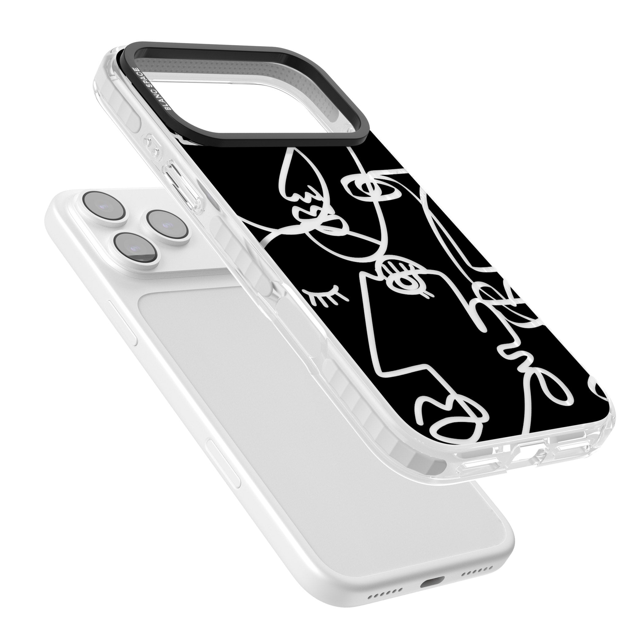 Abstract Line Art Clear Black iPhone 17 Pro Impact Clear Phone Case Colours