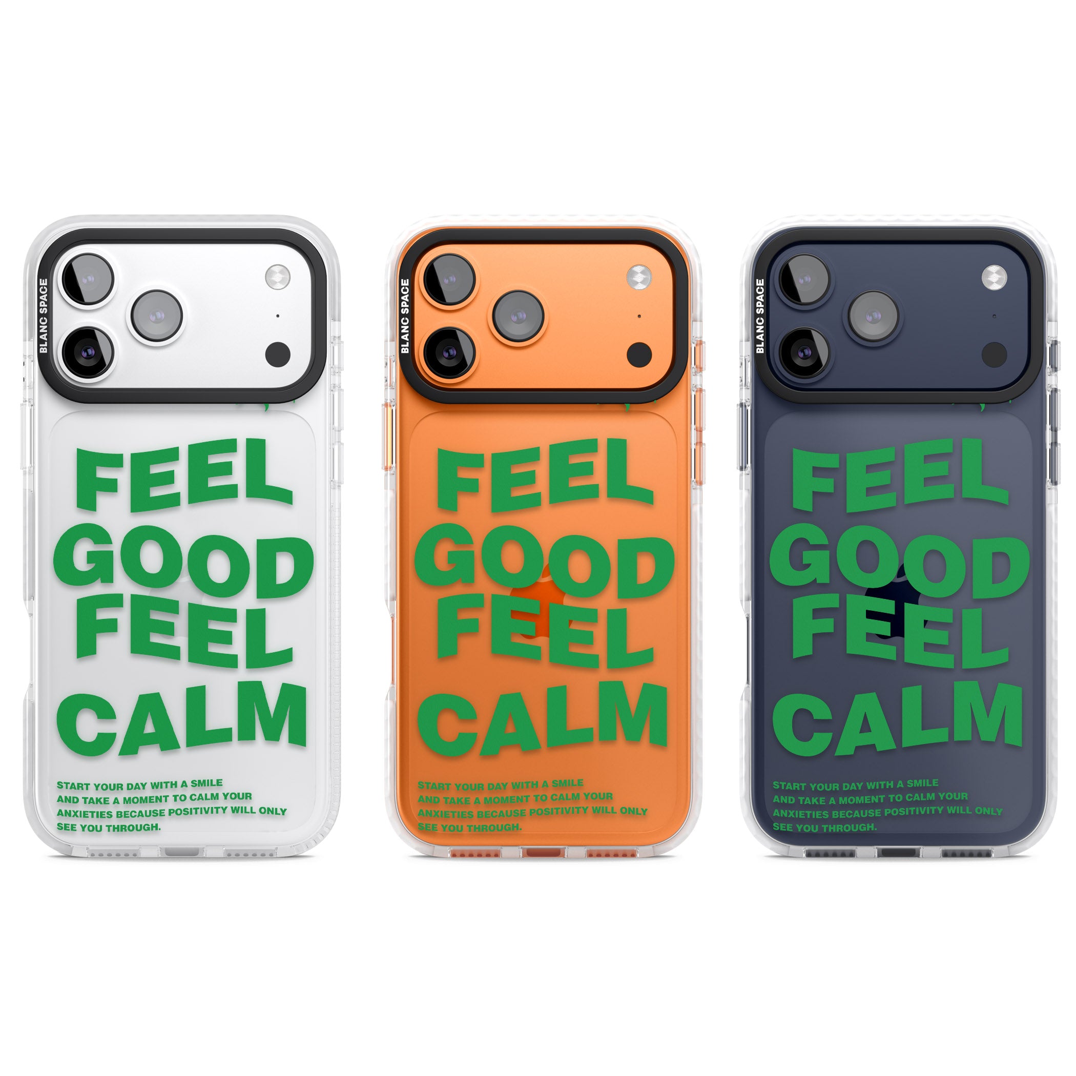 Feel Good Feel Calm (Green) iPhone 17 Pro Impact Clear Phone Case APT Impact Protection