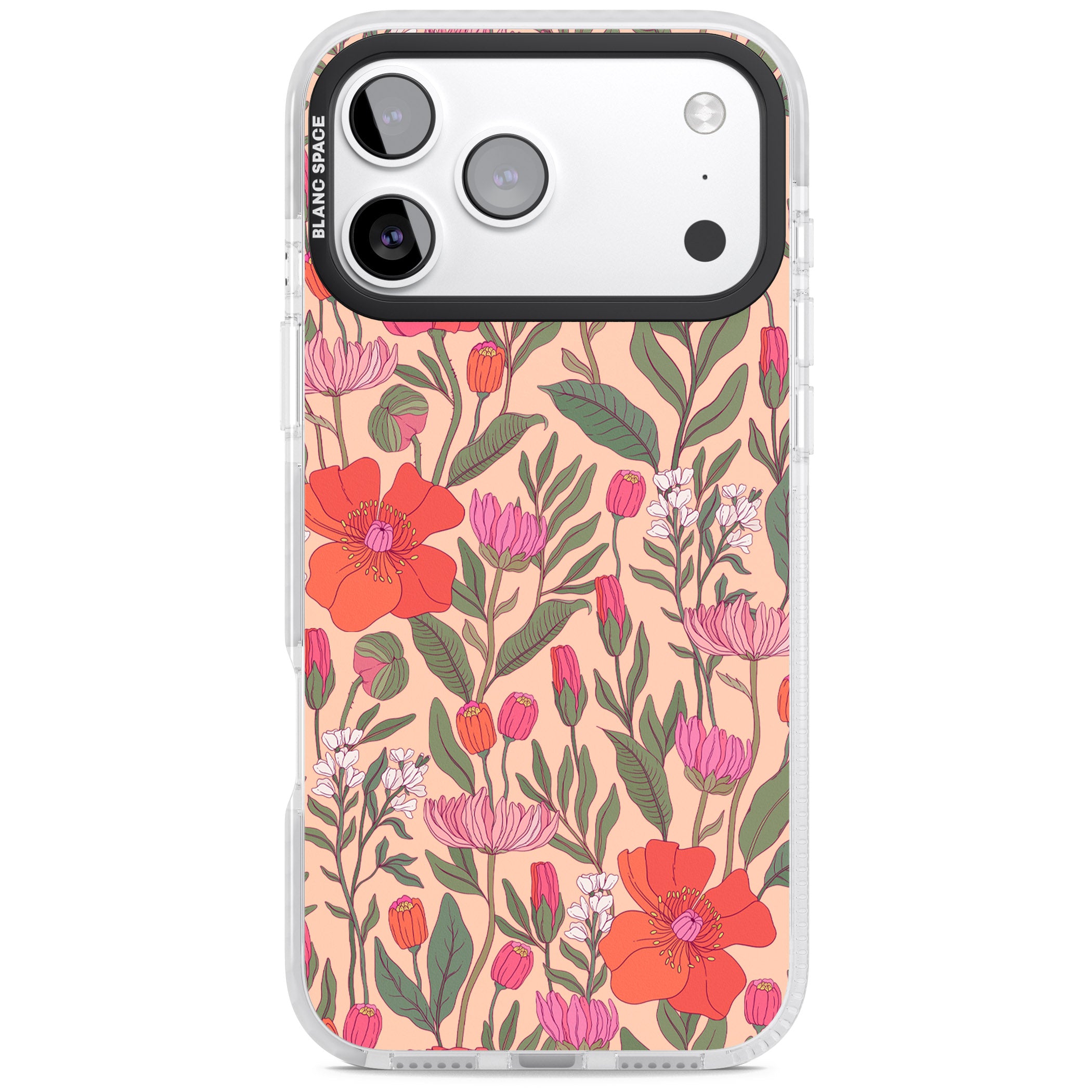 Peachy Floral Background iPhone 17 Pro Impact Clear Phone Case