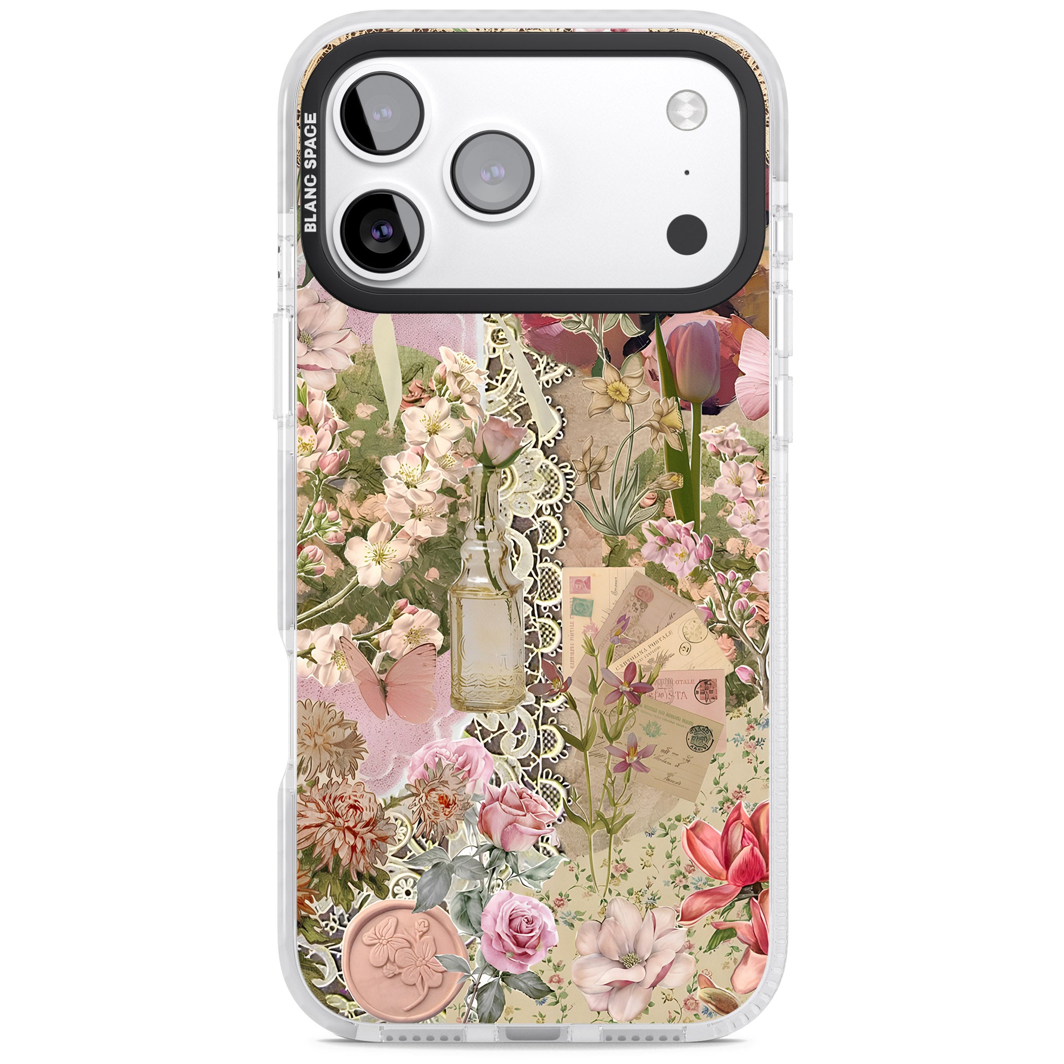 Soft Pink Flower Collage iPhone 17 Pro Impact Clear Phone Case