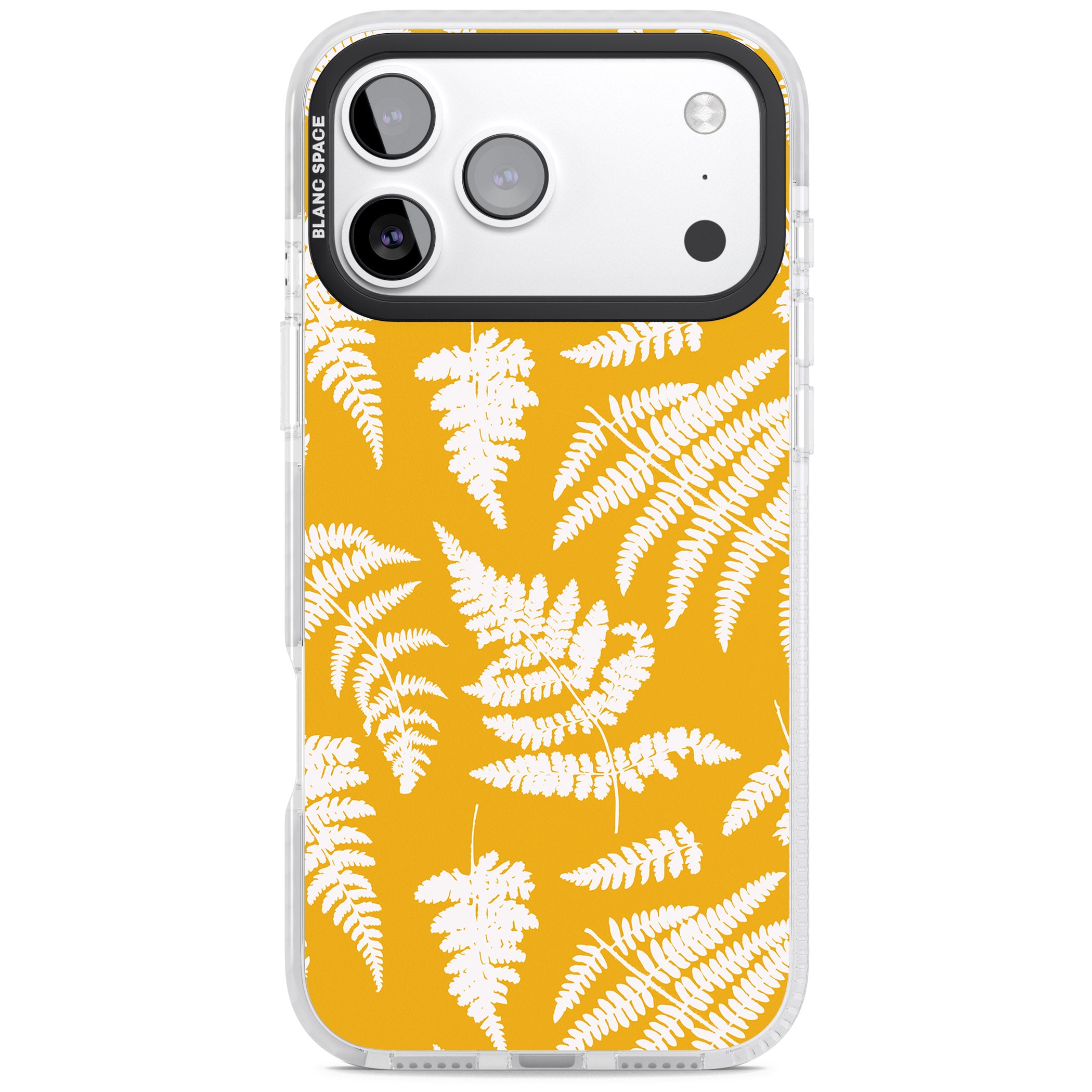 Fern Pattern On Yellow iPhone 17 Pro Impact Clear Phone Case