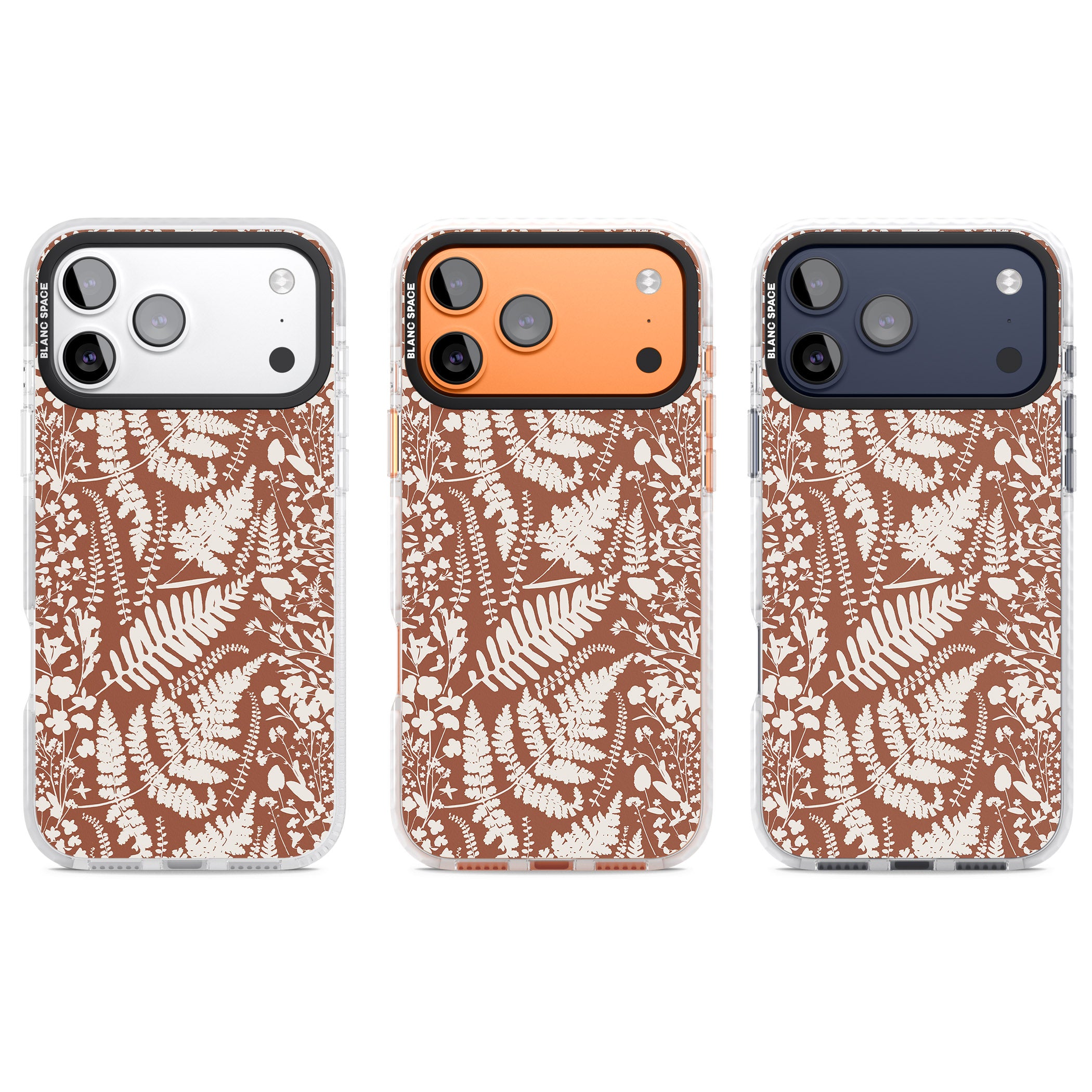 Wildflowers And Ferns On Terracotta iPhone 17 Pro Impact Clear Phone Case APT Impact Protection