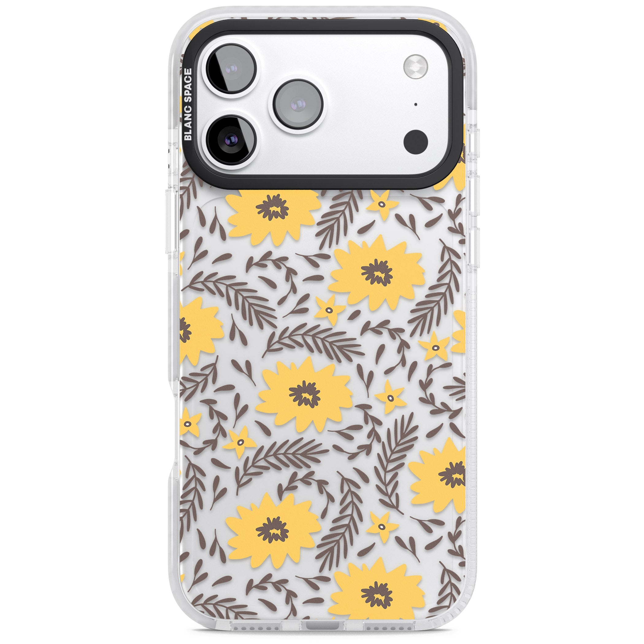 Yellow Blossoms Floral iPhone 17 Pro Max Impact Clear Phone Case