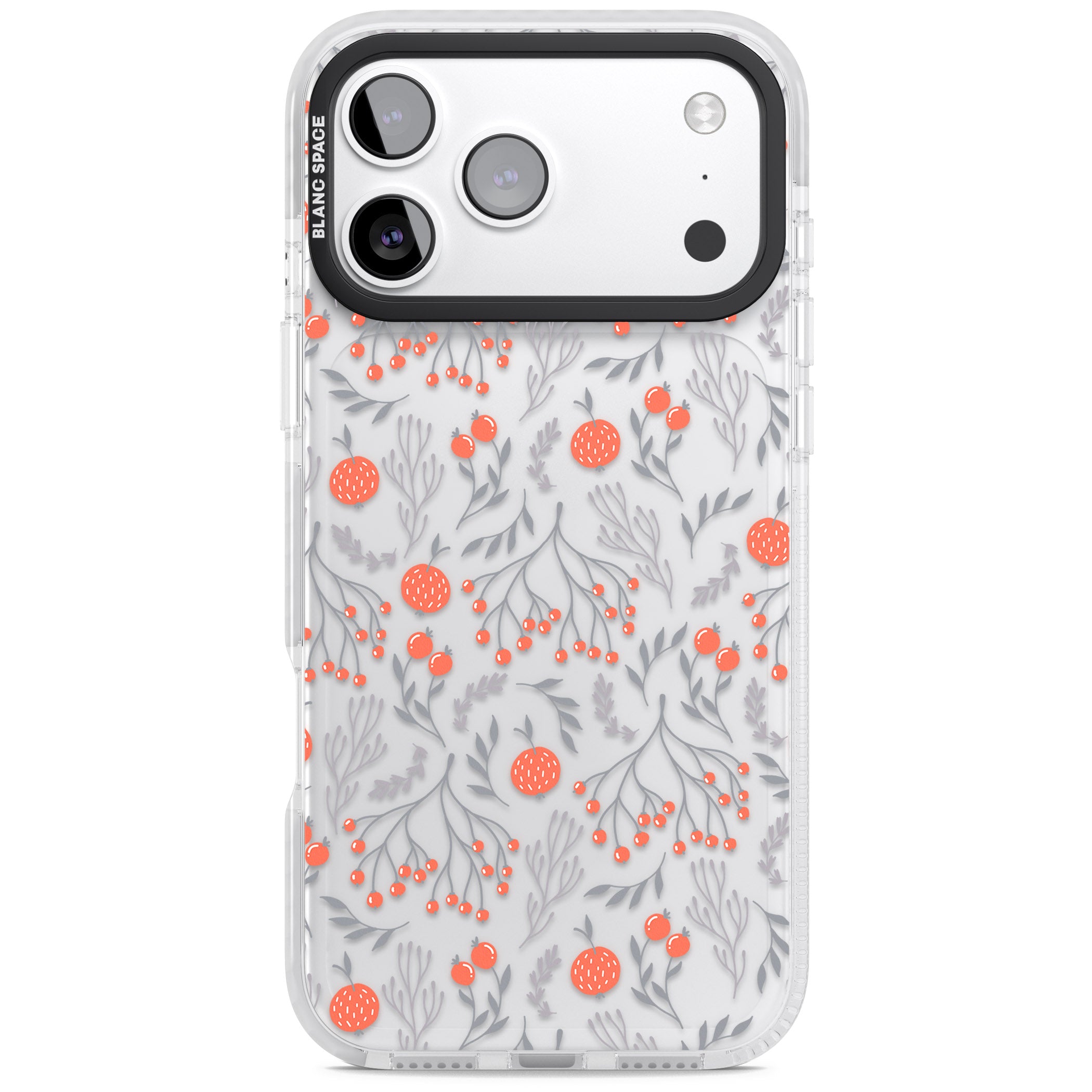 Red Fruits Floral iPhone 17 Pro Max Impact Clear Phone Case