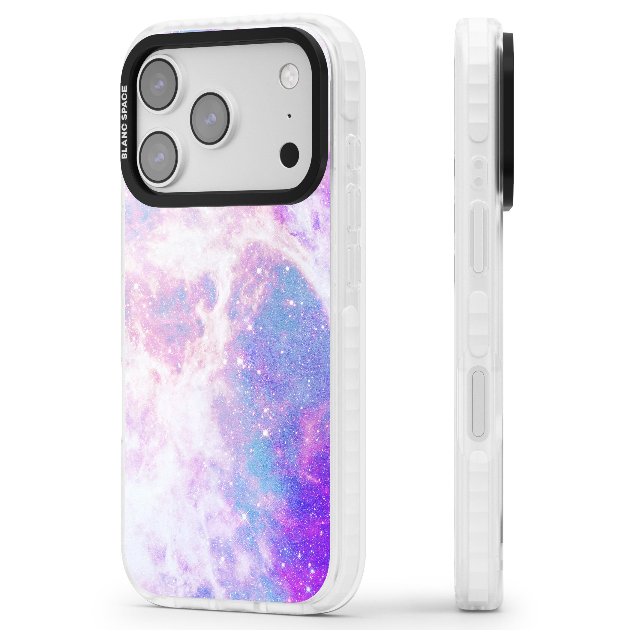 Pastel Galaxy iPhone 17 Pro Impact Clear Phone Case Side Profile