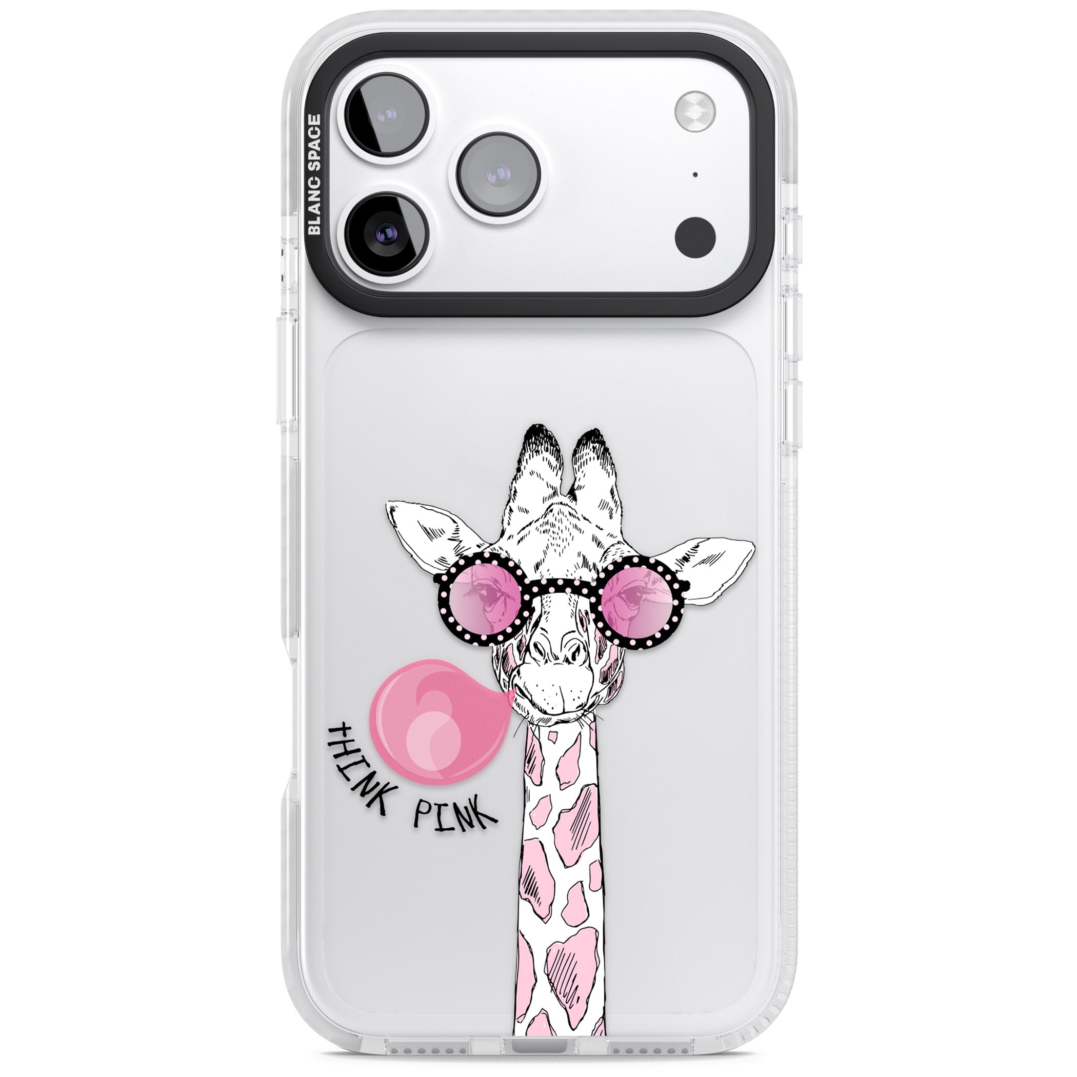 Think Pink Giraffe iPhone 17 Pro Impact Clear Phone Case