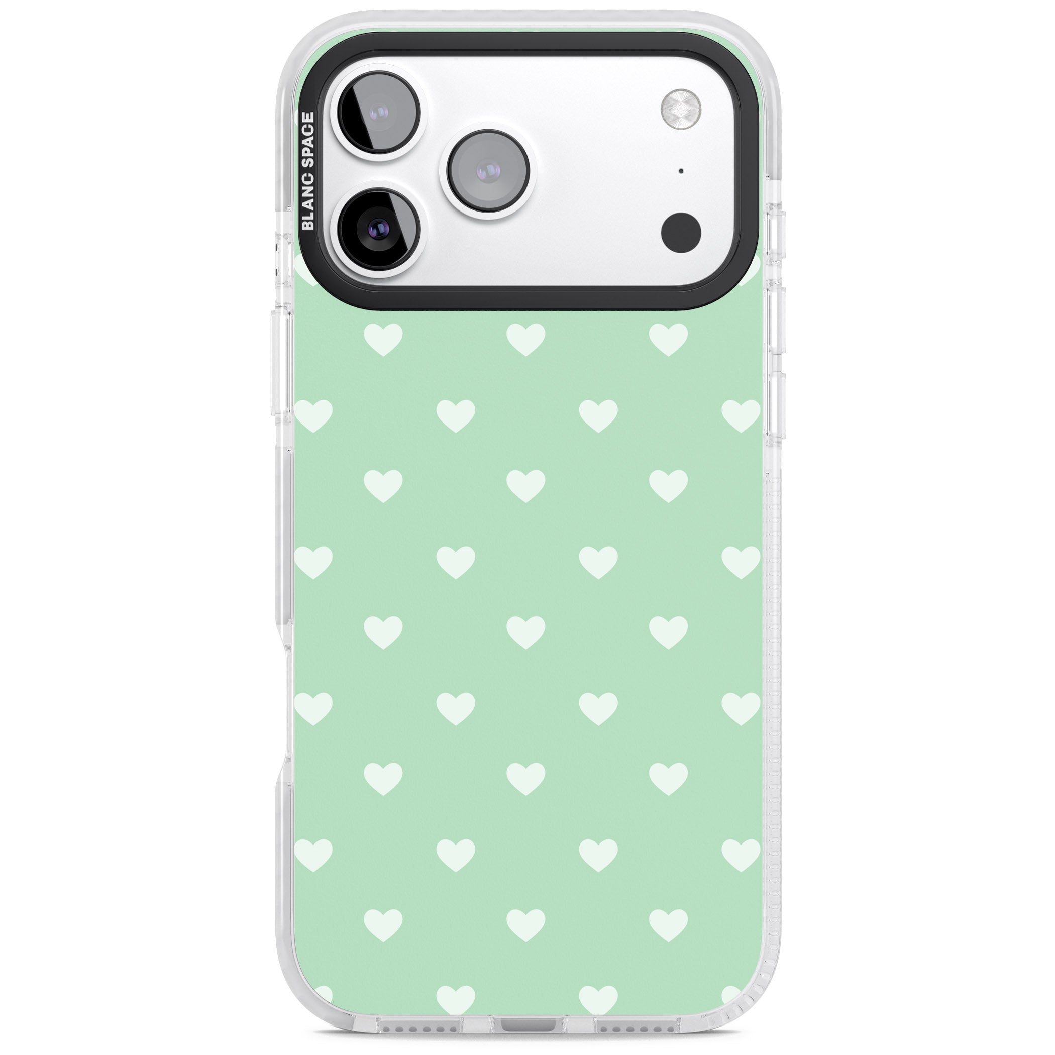 Small Heart Pattern: Green iPhone 17 Pro Max Impact Clear Phone Case