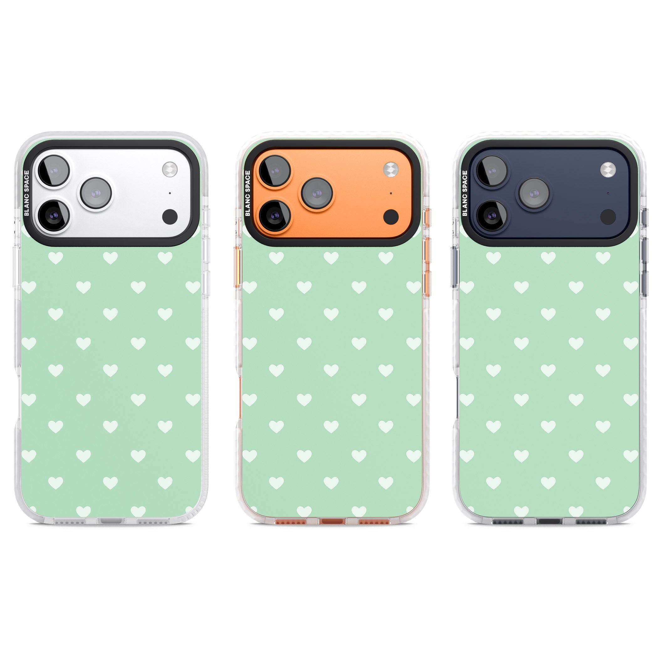 Small Heart Pattern: Green iPhone 17 Pro Impact Clear Phone Case APT Impact Protection