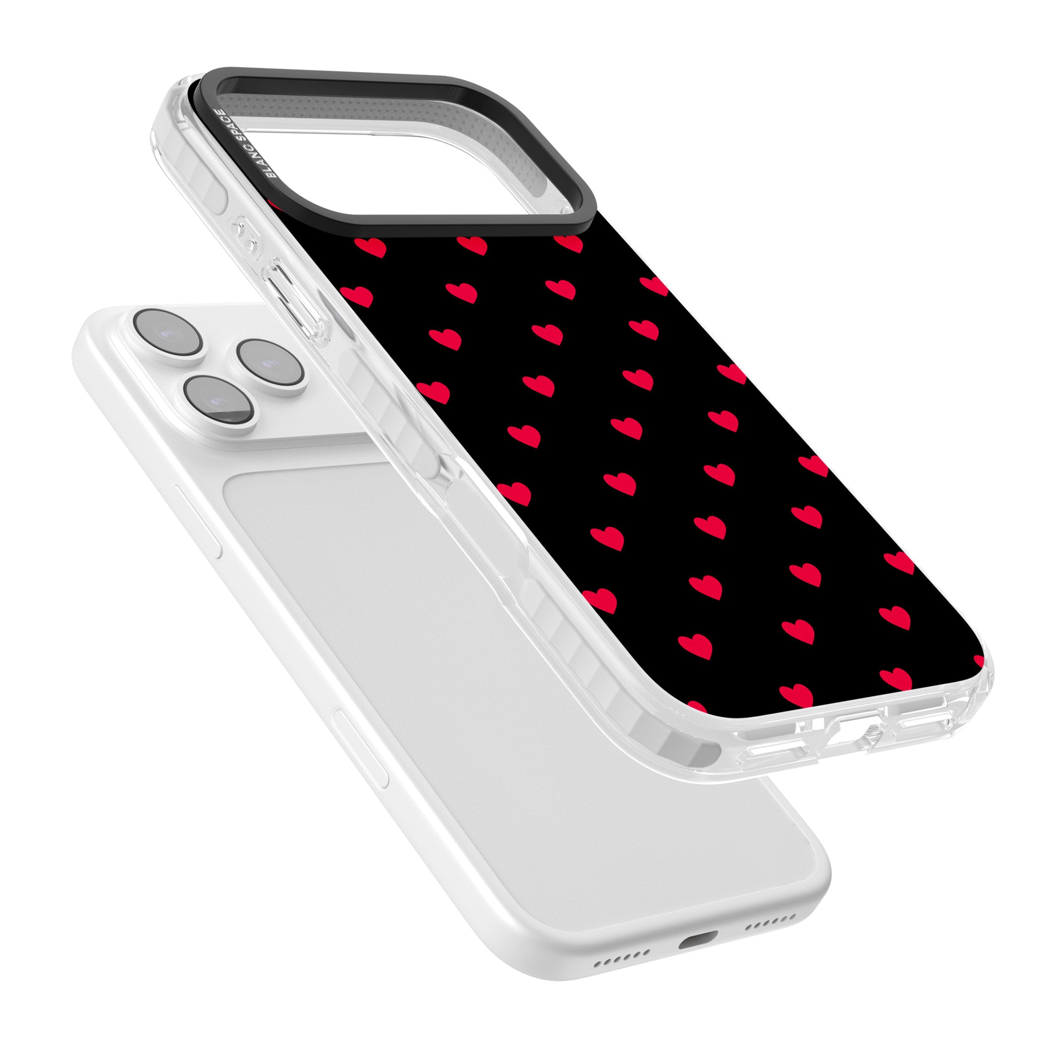 Small Heart Pattern: Red & iPhone 17 Pro Impact Clear Phone Case Colours