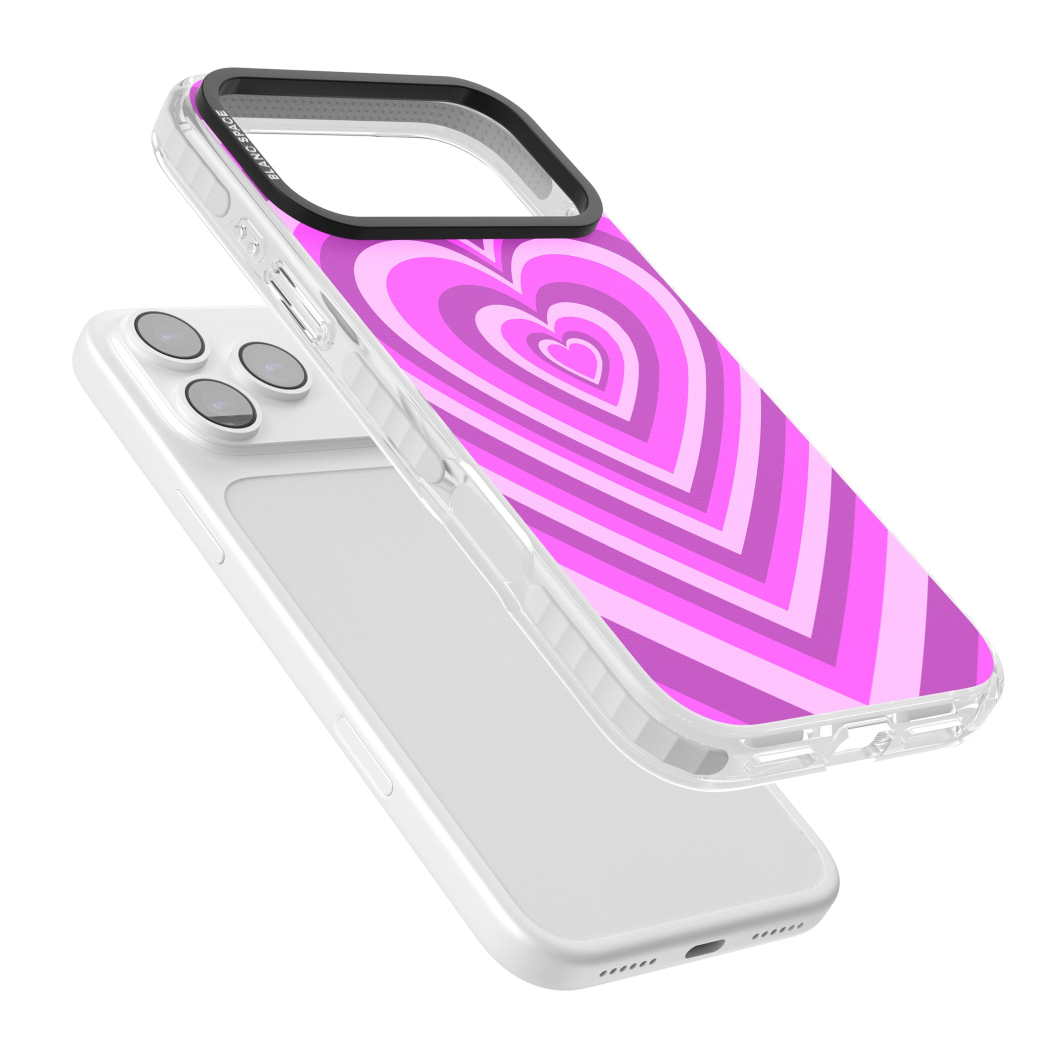 Pink Heart Illusion iPhone 17 Pro Max Impact Clear Phone Case Colours