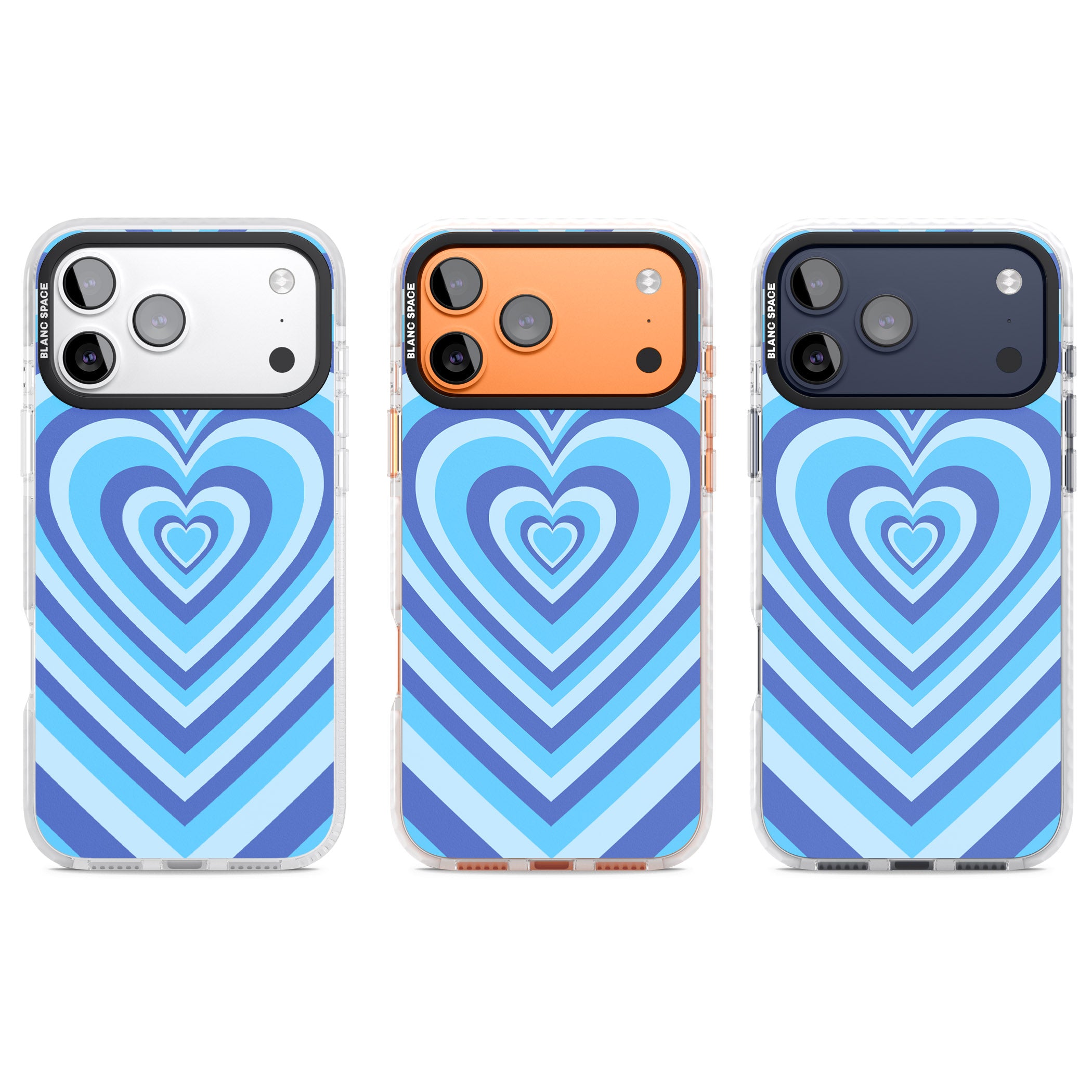Blue Heart Illusion iPhone 17 Pro Impact Clear Phone Case APT Impact Protection