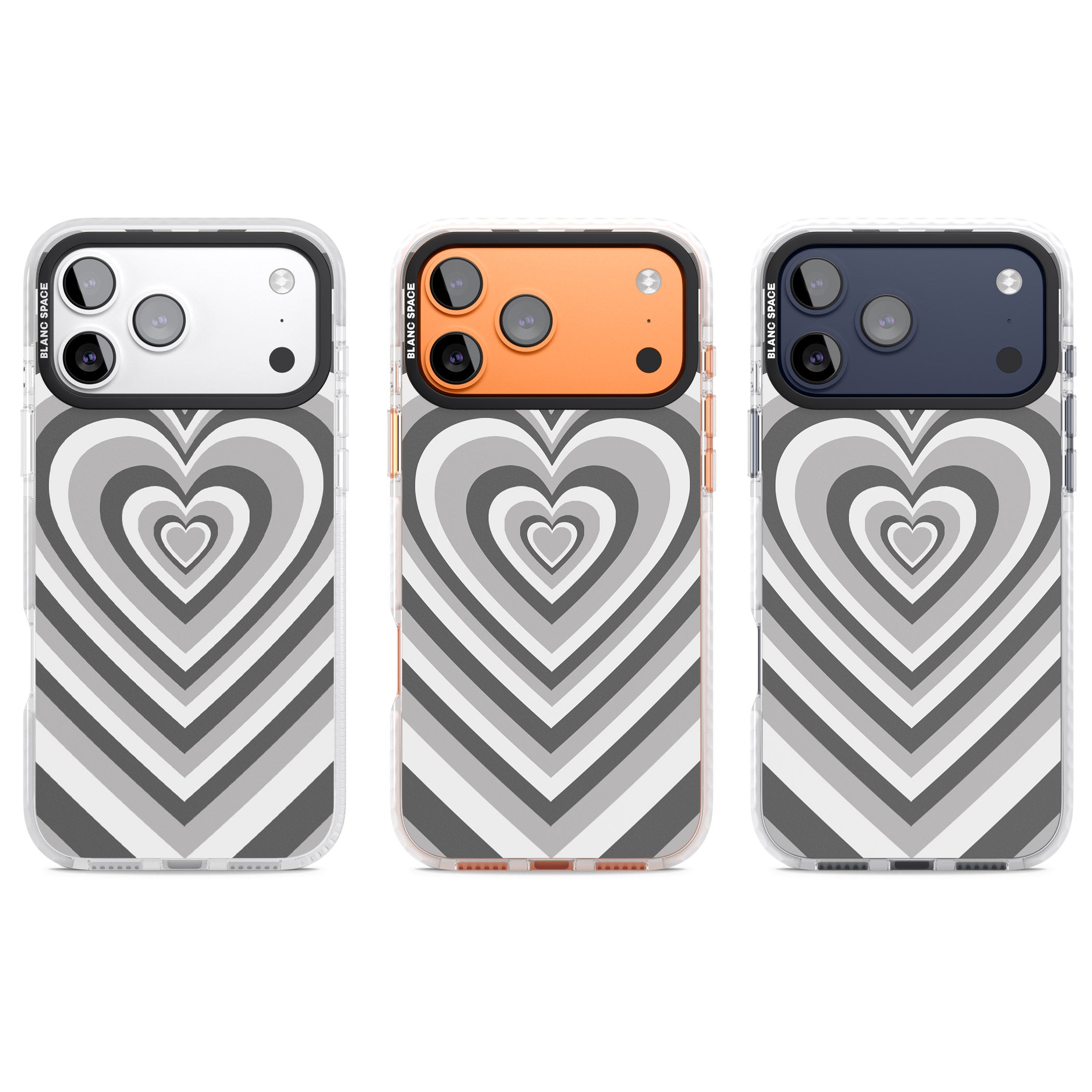 Monochrome Heart Illusion iPhone 17 Pro Impact Clear Phone Case APT Impact Protection
